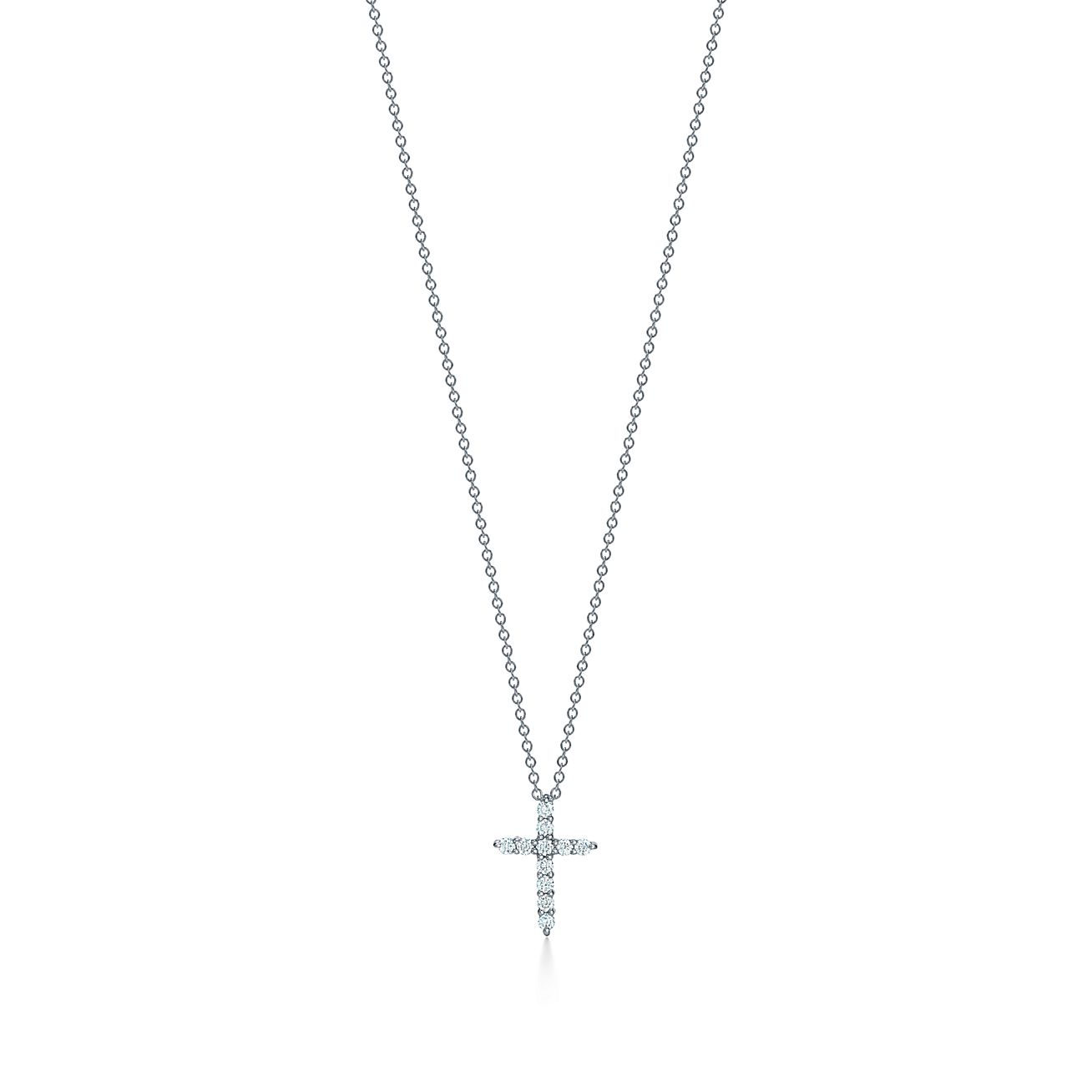 3 Diamonds 349 Pendant Necklaces Cloves Cross Necklace Platinum Zircon Cross  - Silver