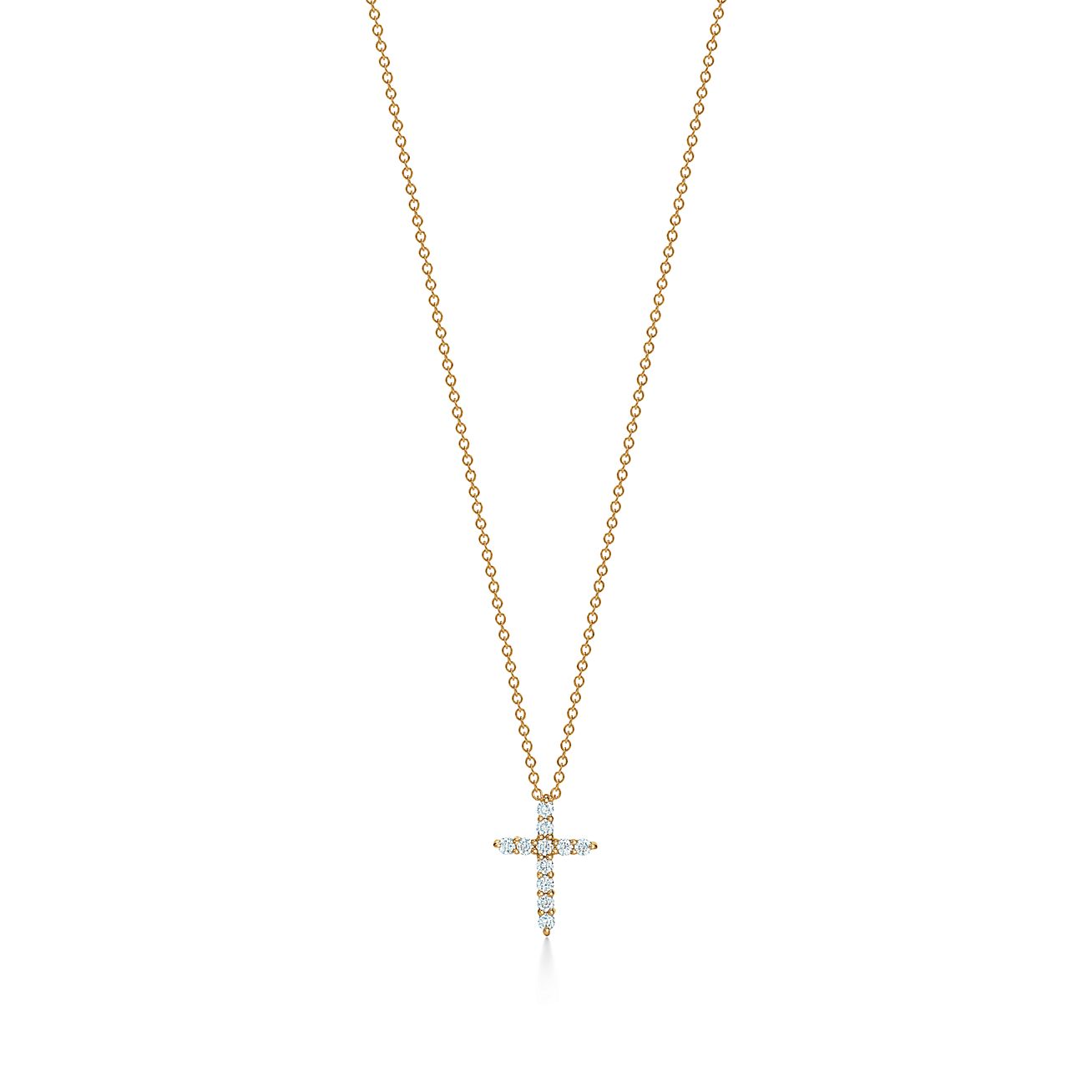 Cross pendant in 18k gold with diamonds, mini. | Tiffany & Co.