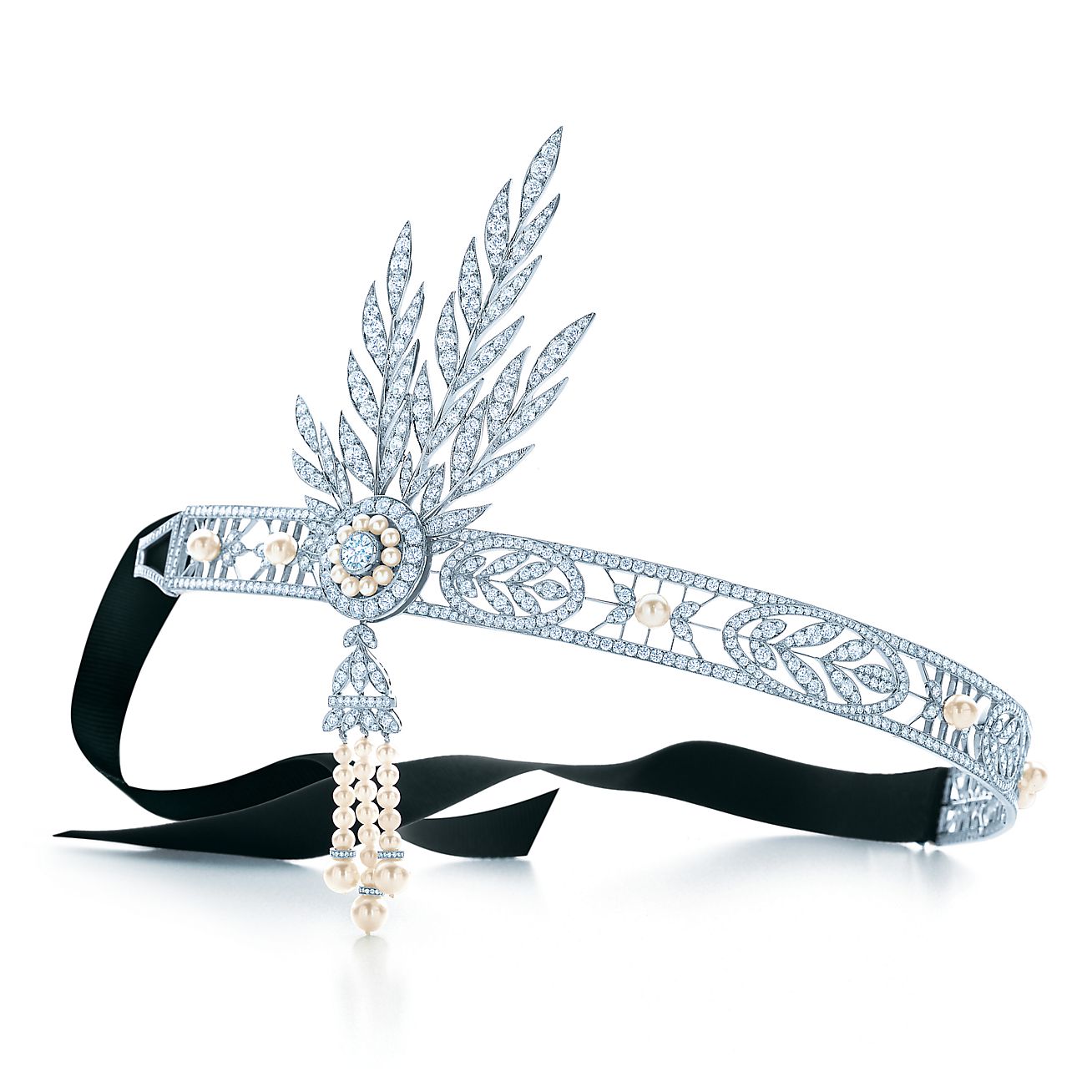 Diademe Savoy En Platine Diamants Et Perles Collection Gatsby Le