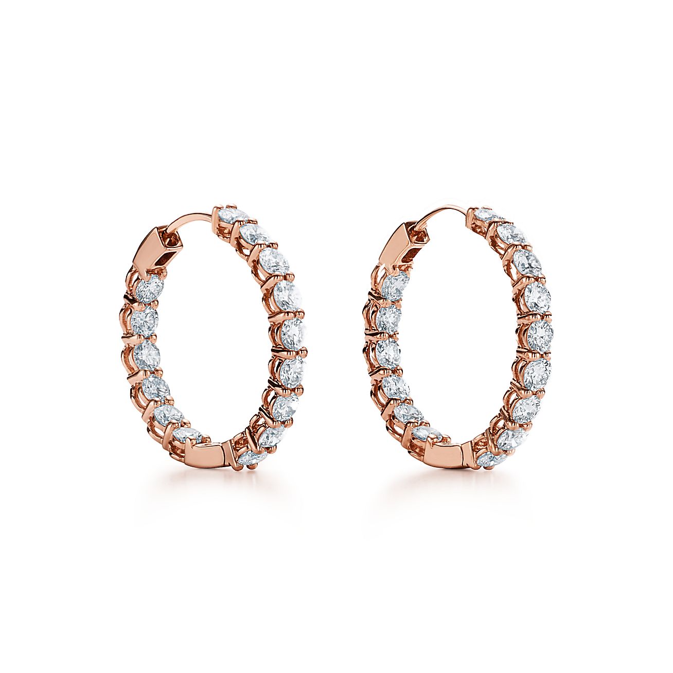 Diamond hoop earrings in 18k rose gold 