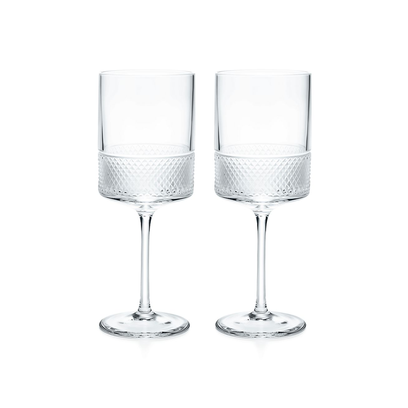 Tiffany & Co Diamond Point Wine Glasses In Crystal Glass In Transparent