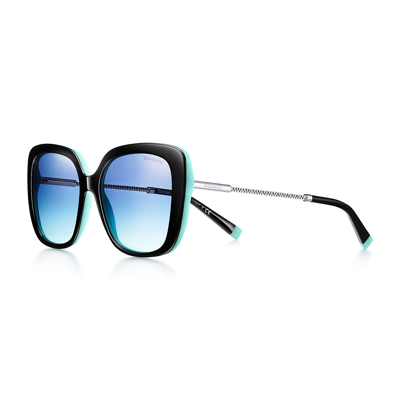Diamond Point Butterfly Sunglasses in Black and Tiffany Blue