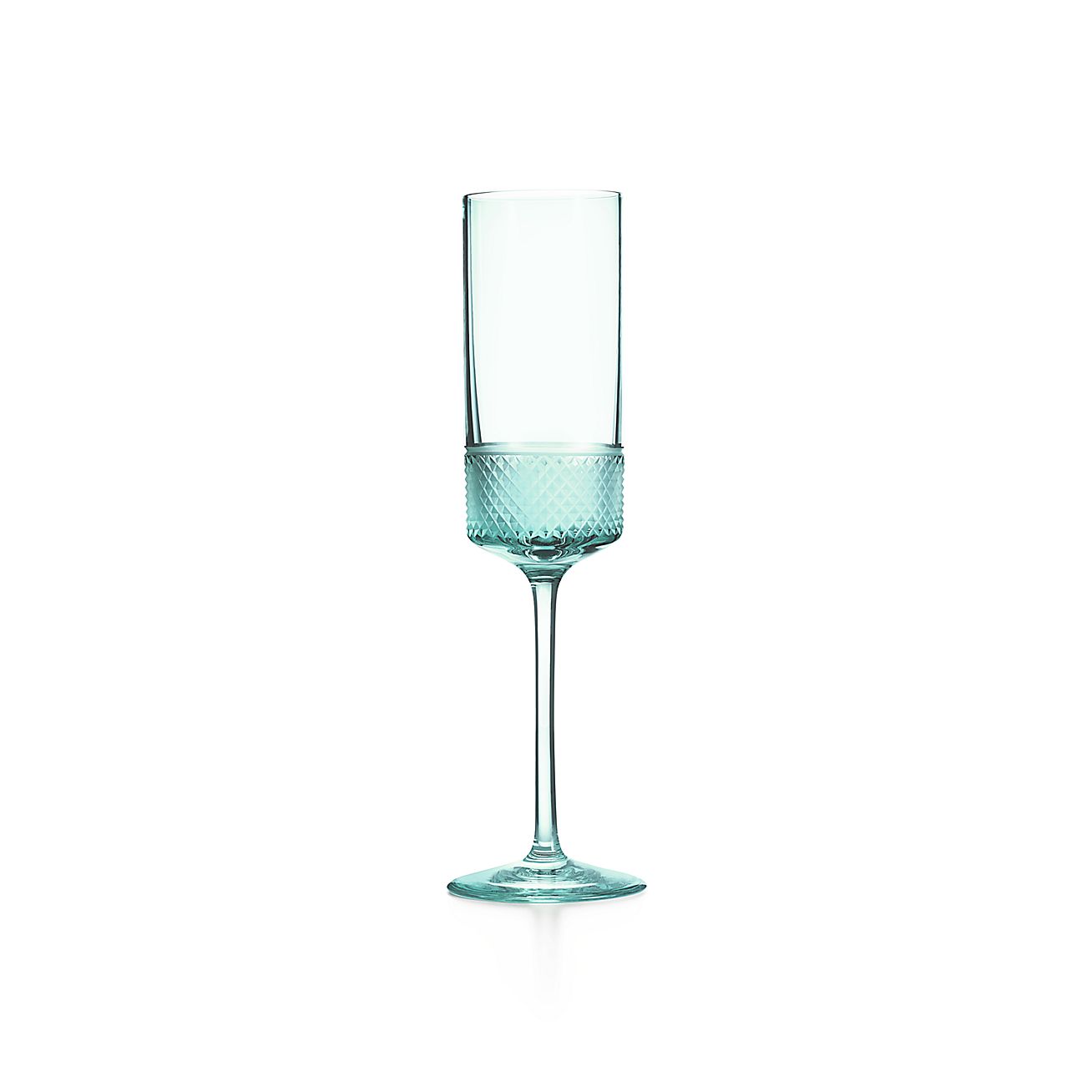 Diamond Point Champagne Flute In Tiffany Blue Crystal Glass Tiffany Co