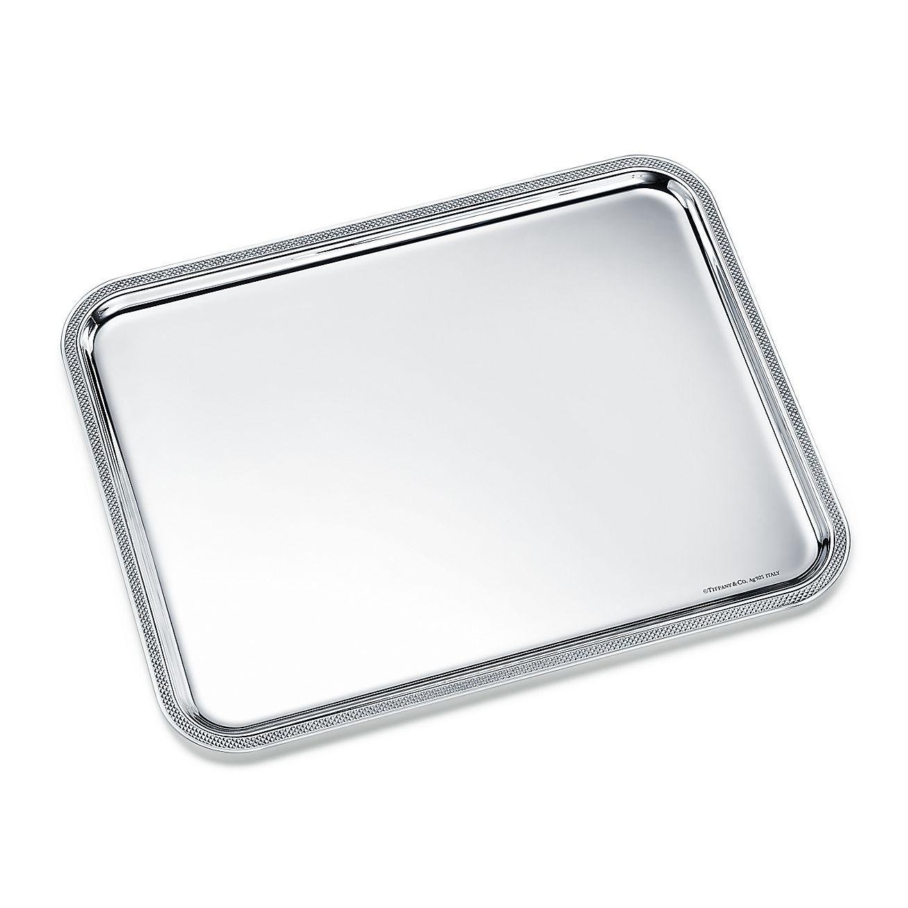 Diamond Point Rectangular Tray in Sterling Silver