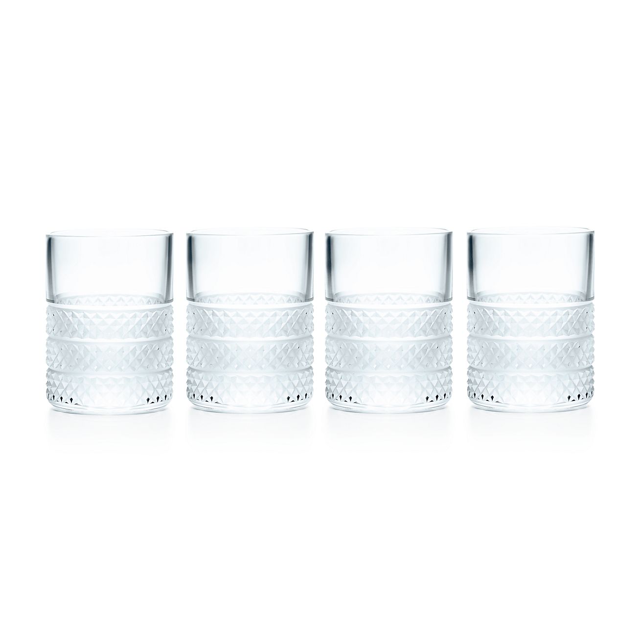 Diamond Point shot glasses in clear crystal glass, set of four. | Tiffany & Co.