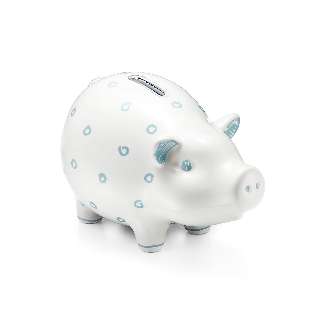 Dot piggy bank in earthenware with blue accents. | Tiffany & Co.
