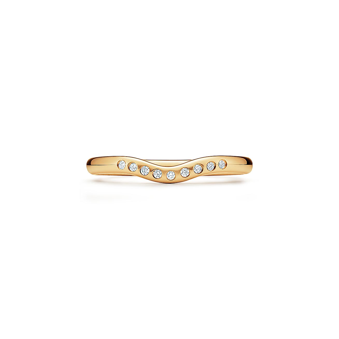 Изогнутое кольцо Elsa Peretti™ с бриллиантами, золото 18 K, ширина 2 мм ...