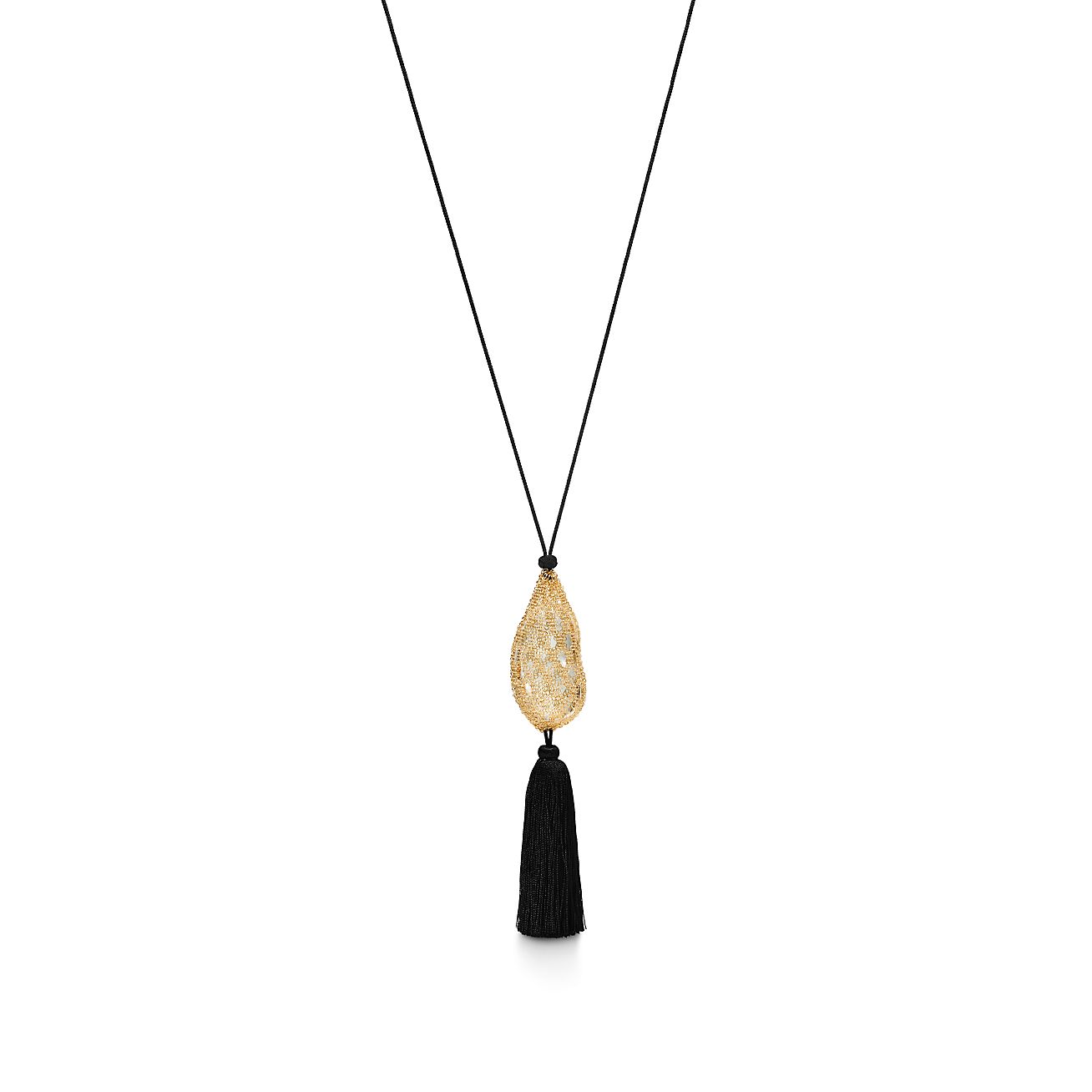 Elsa Peretti® Bean design Necklace of Rock Crystal with Yellow Gold