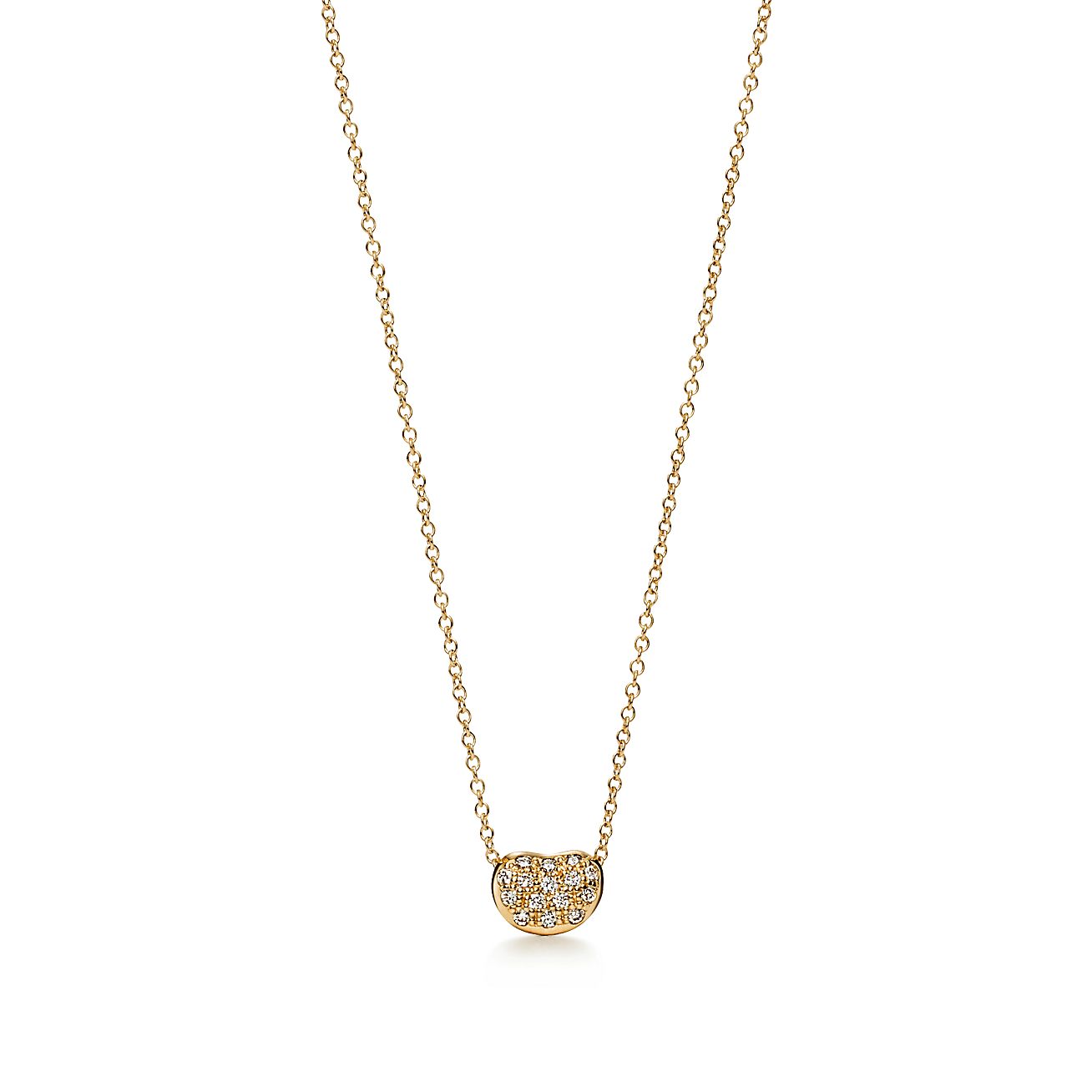 Elsa Peretti® Bean® design Pendant in Yellow Gold with Pavé Diamonds, 6.5 mm