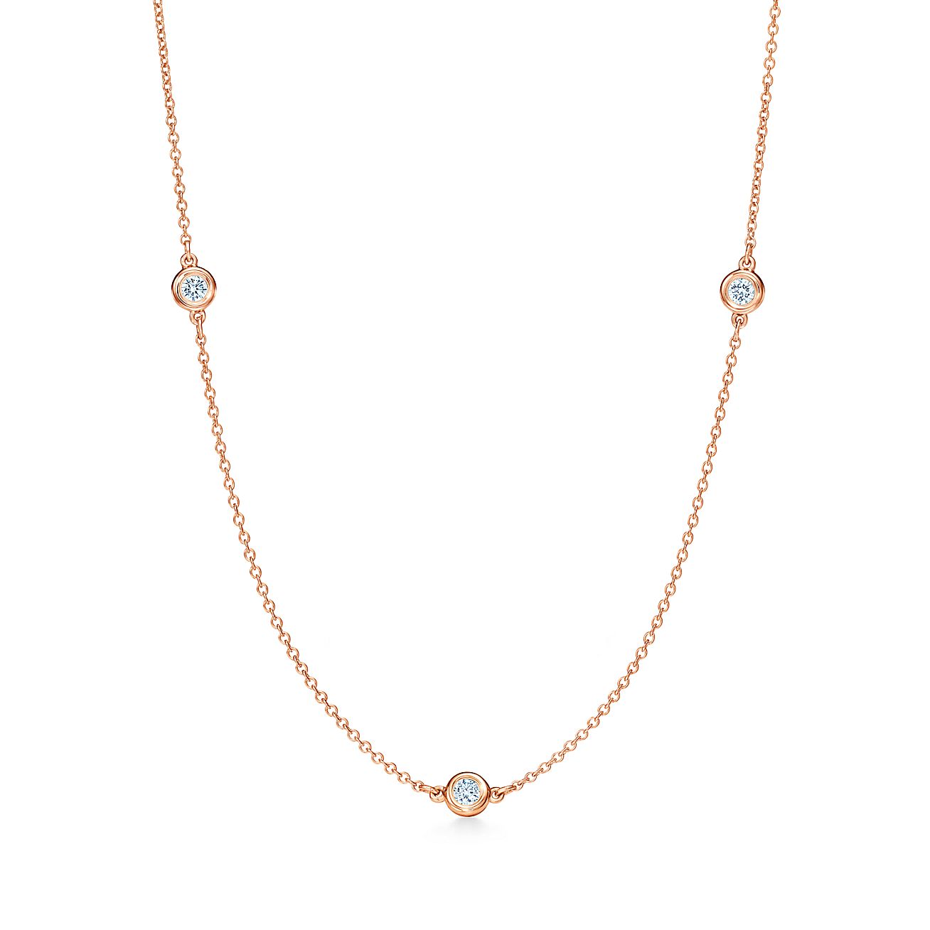 Elsa Peretti® Diamonds by the Yard® necklace in 18k rose gold. - Alternate shot 1 - Alternate shot 2
