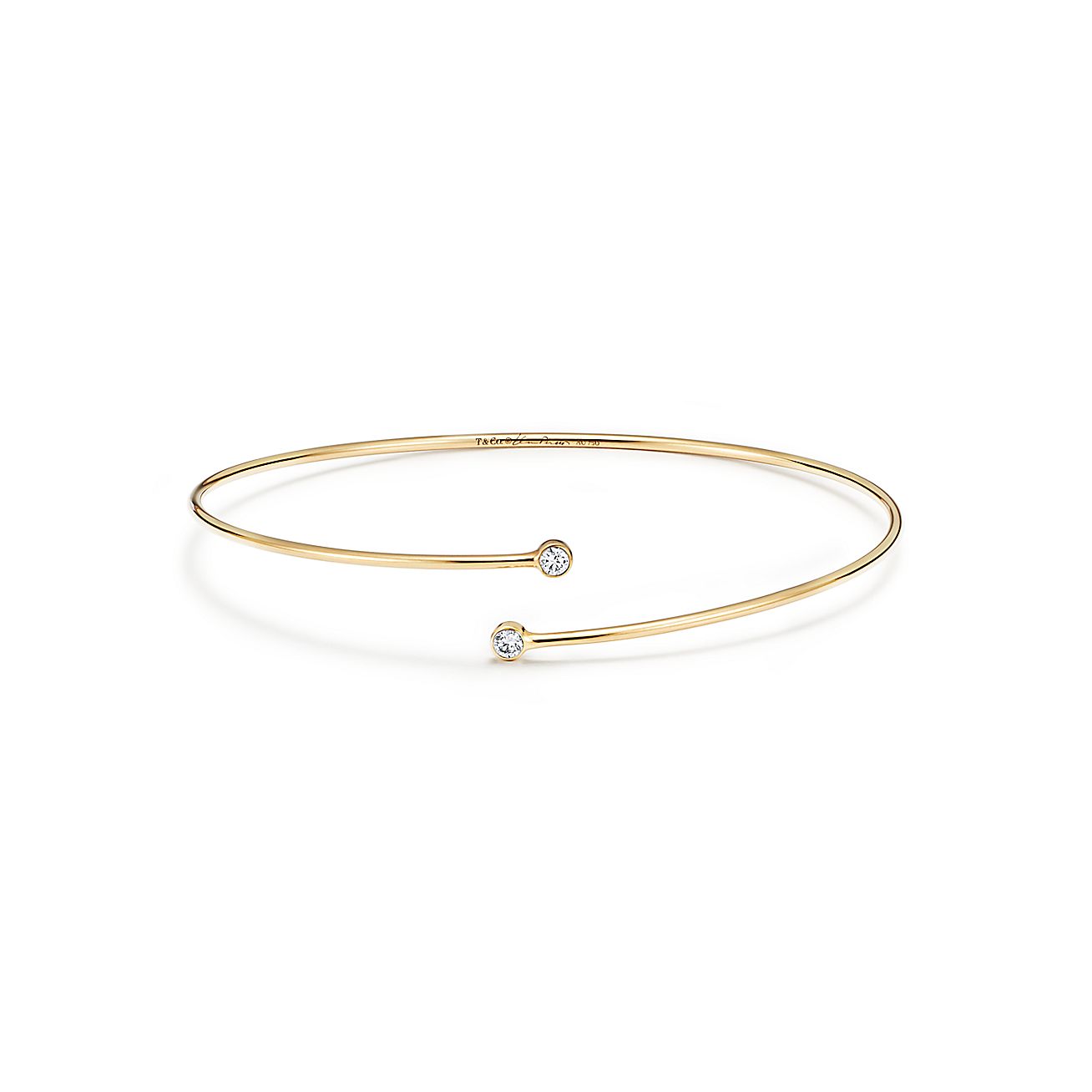 Elsa Peretti® Diamond Hoop single-row bangle in 18k gold with diamonds, small.