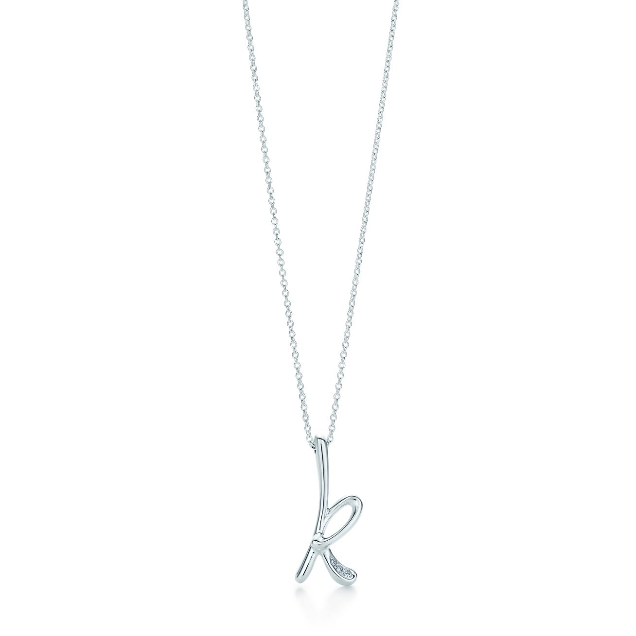 Elsa Peretti® Alphabet Letter K Pendant in Silver with Diamonds, Small ...
