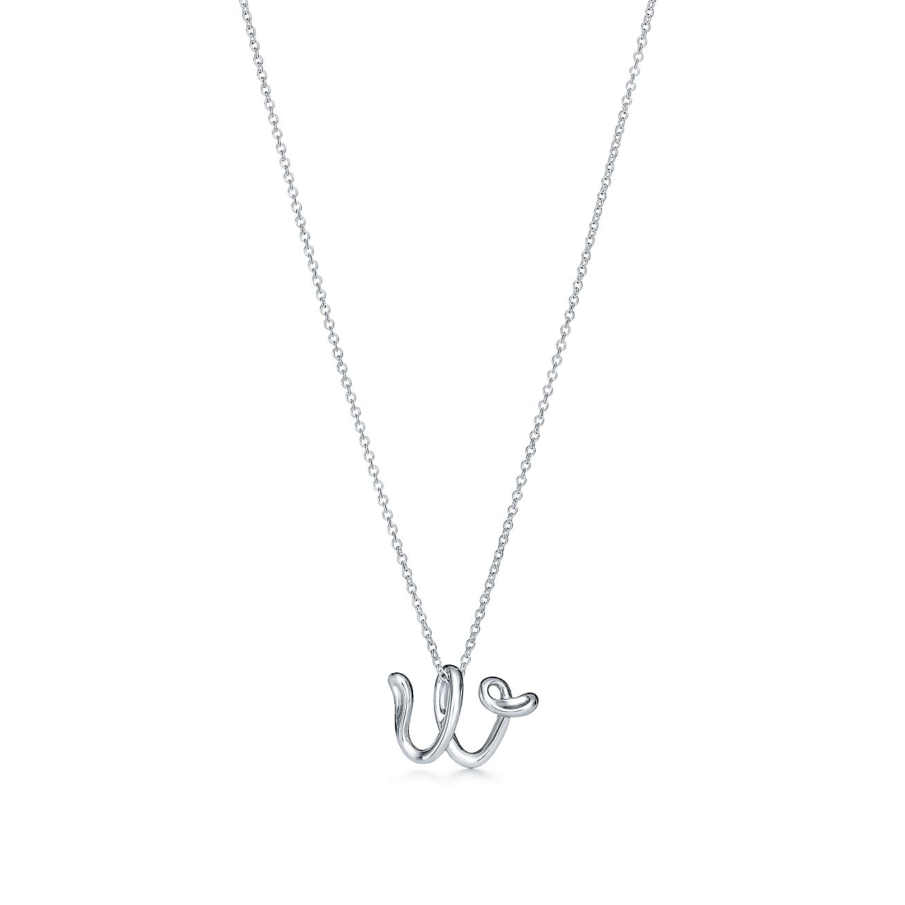Elsa Peretti® Alphabet Letter W Pendant in Silver, Small | Tiffany & Co.
