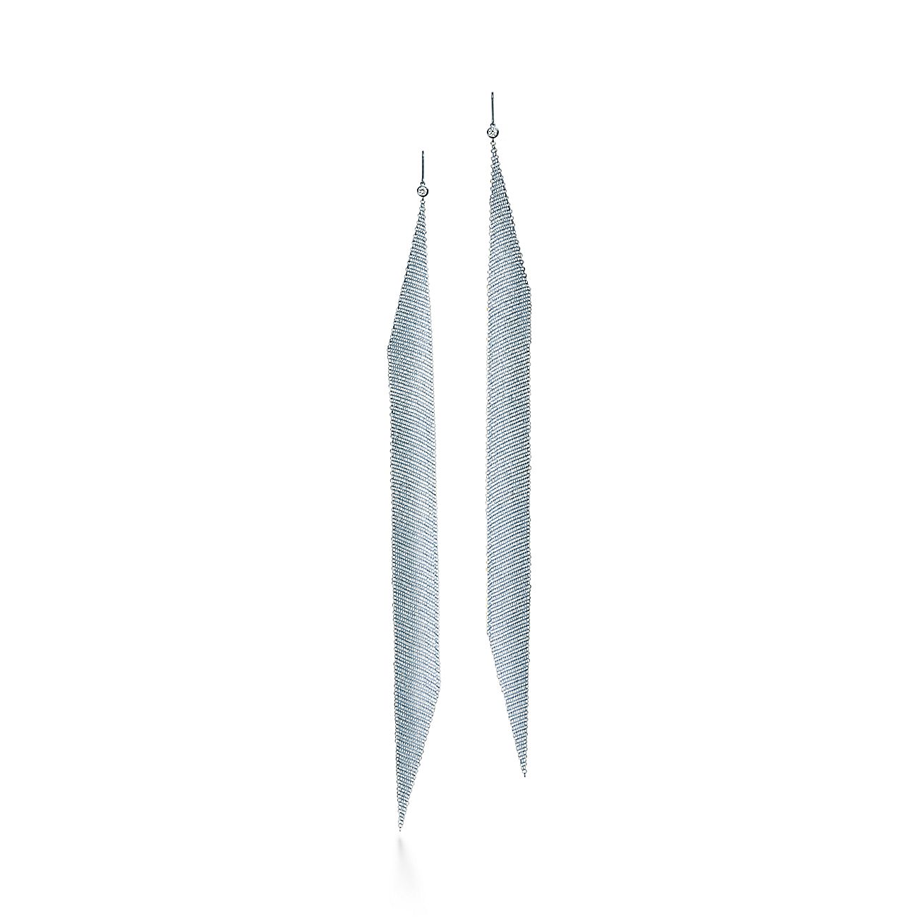 Elsa Peretti® Mesh Earrings in Sterling Silver with Diamonds