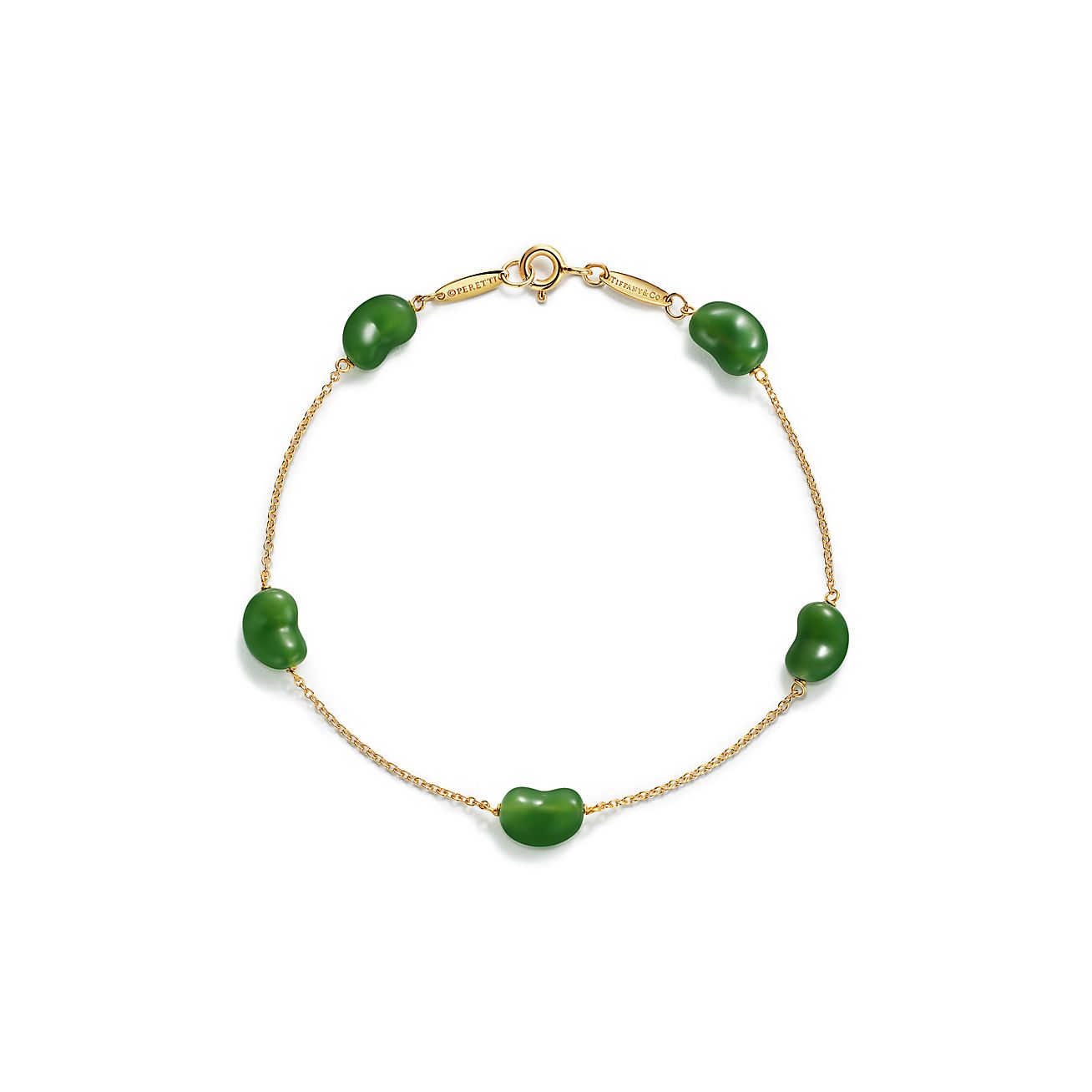 Elsa Peretti® Bean® design Bracelet in Yellow Gold with Green Jade, 9 ...