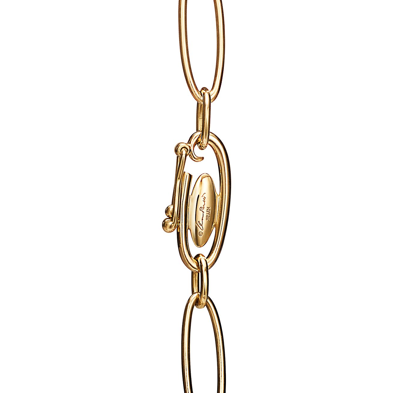 Elsa Peretti® Bean design Bracelet in Gold with Diamonds & Green