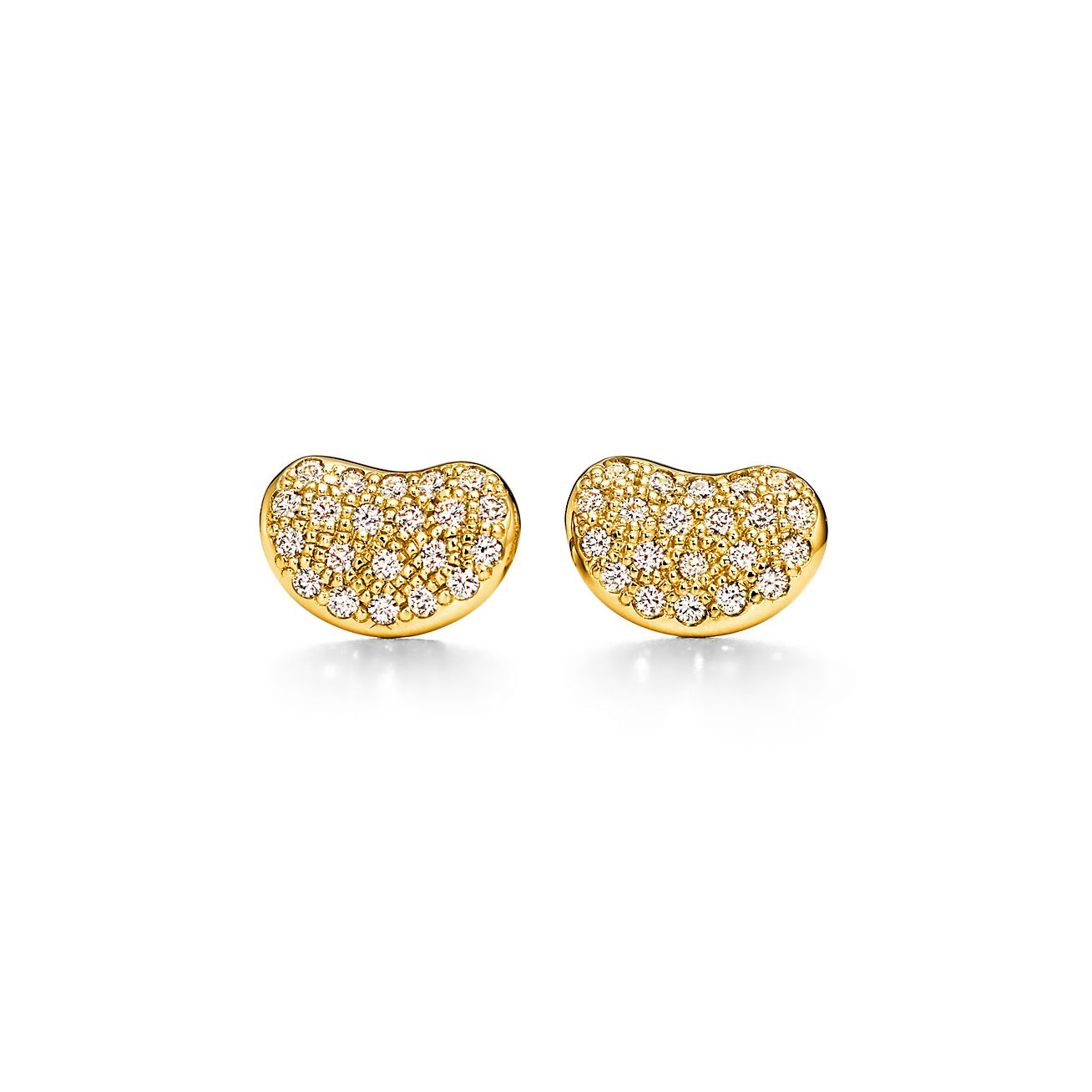 Elsa Peretti™ Bean design Earrings in Yellow Gold with Pavé Diamonds, 9 mm  | Tiffany & Co.