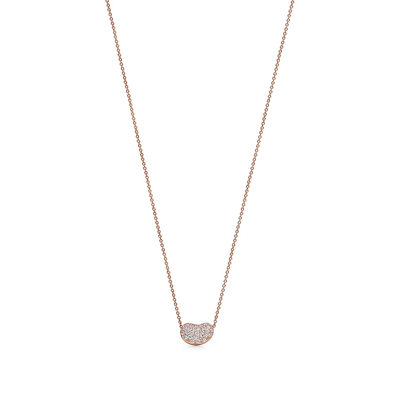 Elsa Peretti® Bean® design Pendant in Rose Gold with Diamonds, 12 mm ...