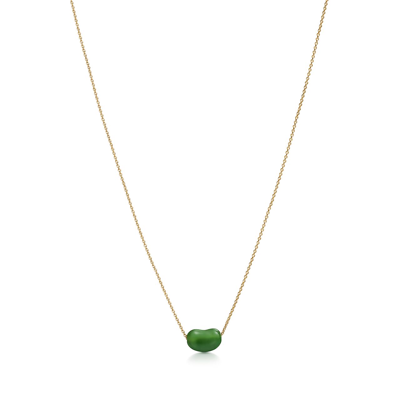 Elsa Peretti®Bean® design Pendant in Yellow Gold with Green Jade, 9 mm