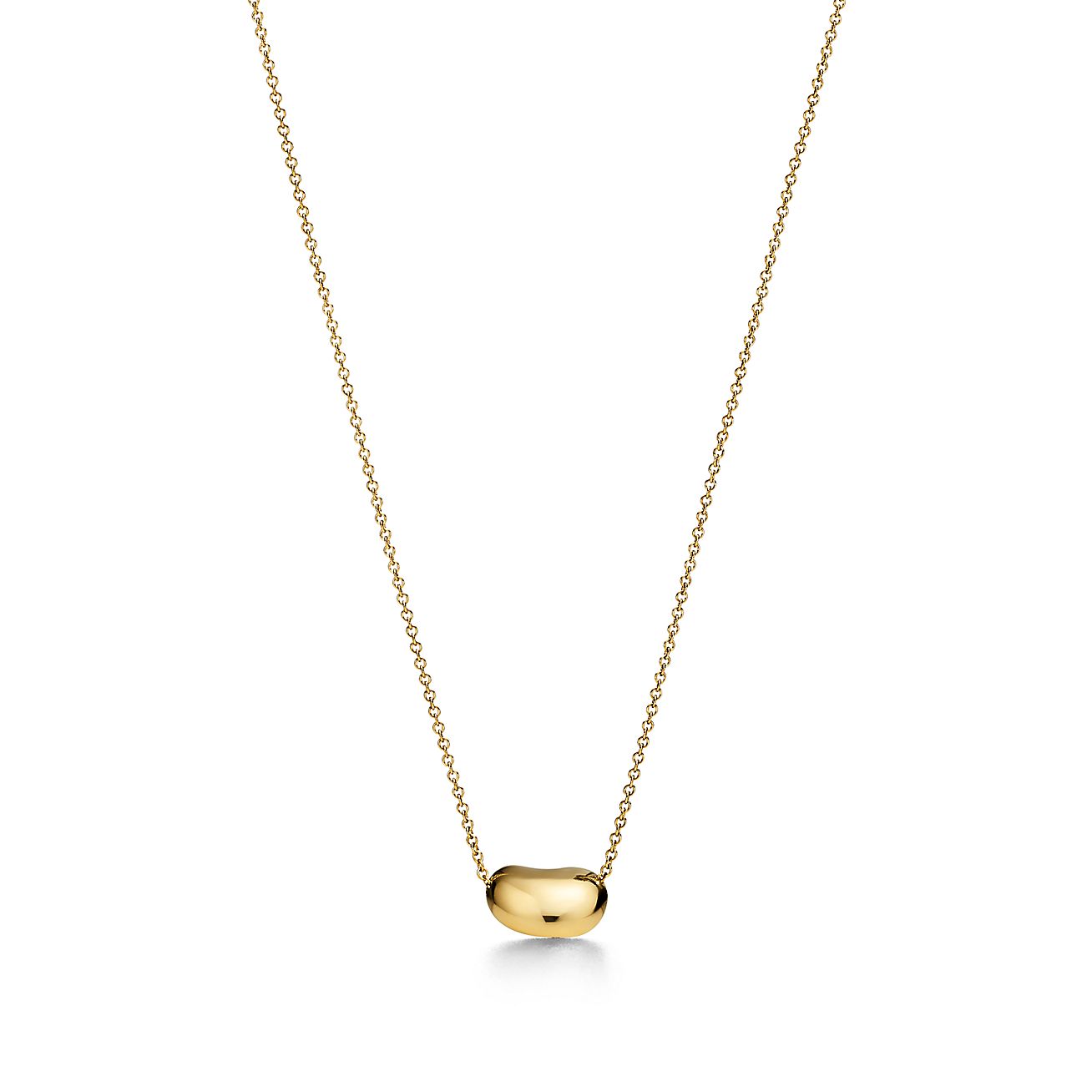 Elsa Peretti® Bean® design Pendant in Yellow Gold with Pavé Diamonds, 12 mm - Alternate shot 1