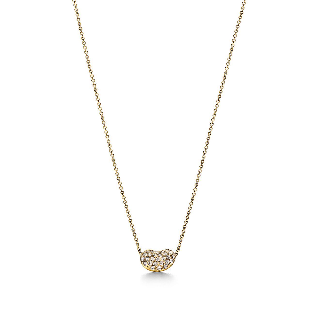 Elsa Peretti® Bean® design Pendant in Yellow Gold with Pavé Diamonds, 12 mm