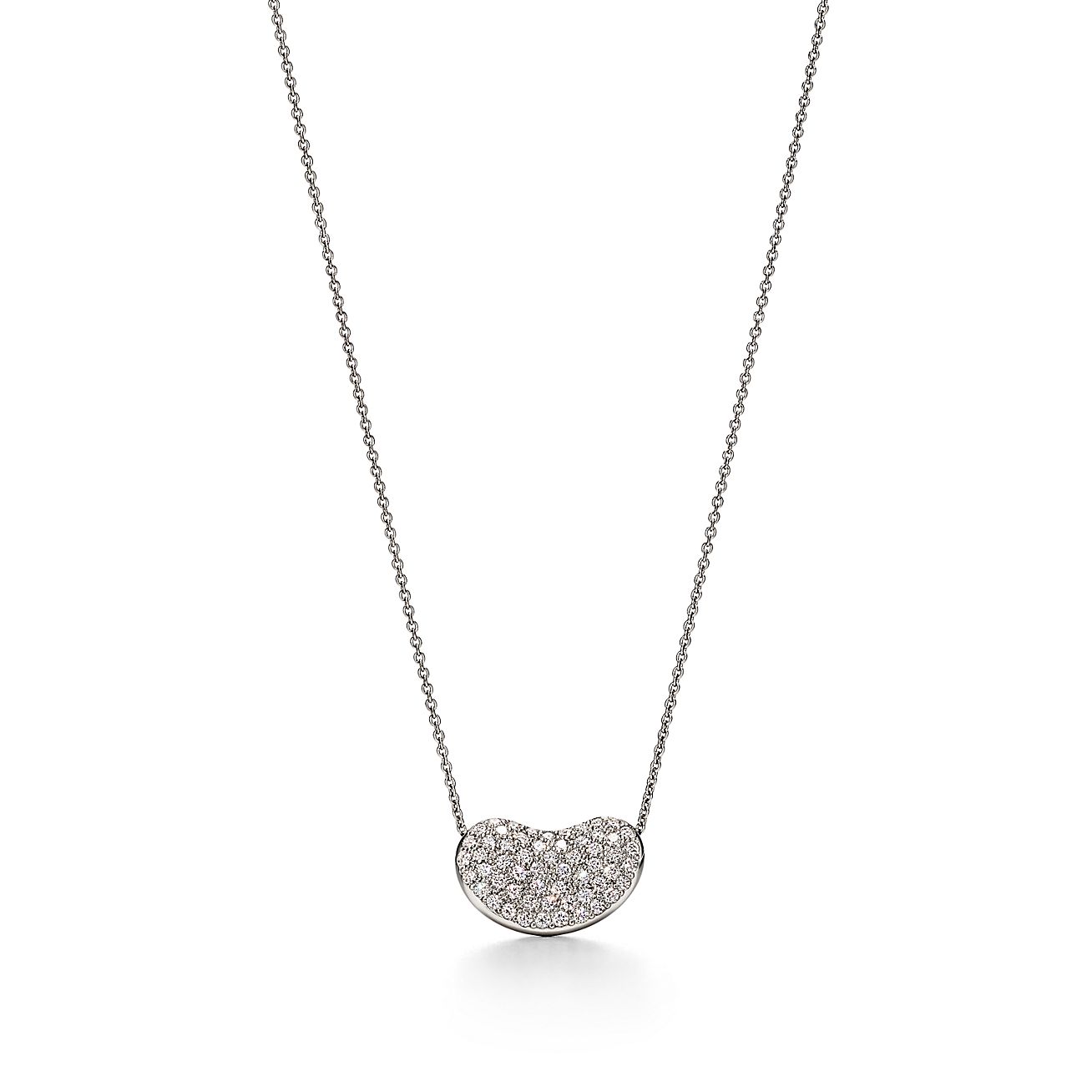 Elsa Peretti® Bean® design Pendant in Platinum with Pavé Diamonds, 18
