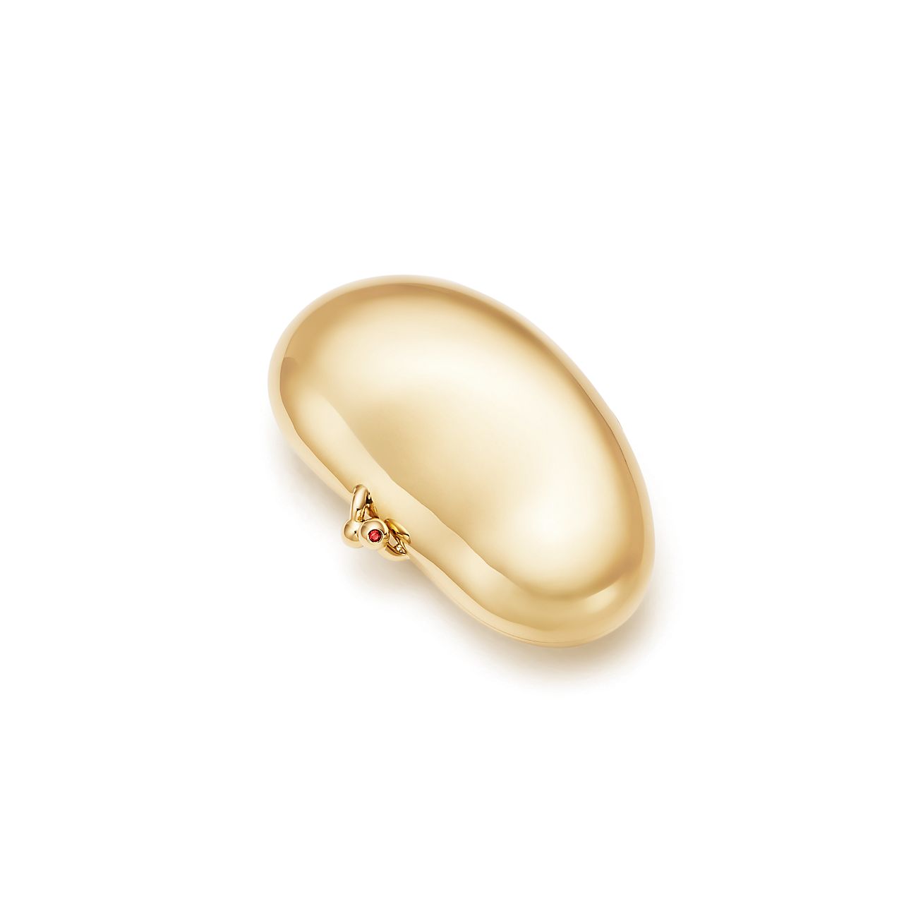 Elsa Peretti® Bean® design pillbox in 18k gold with a ruby.