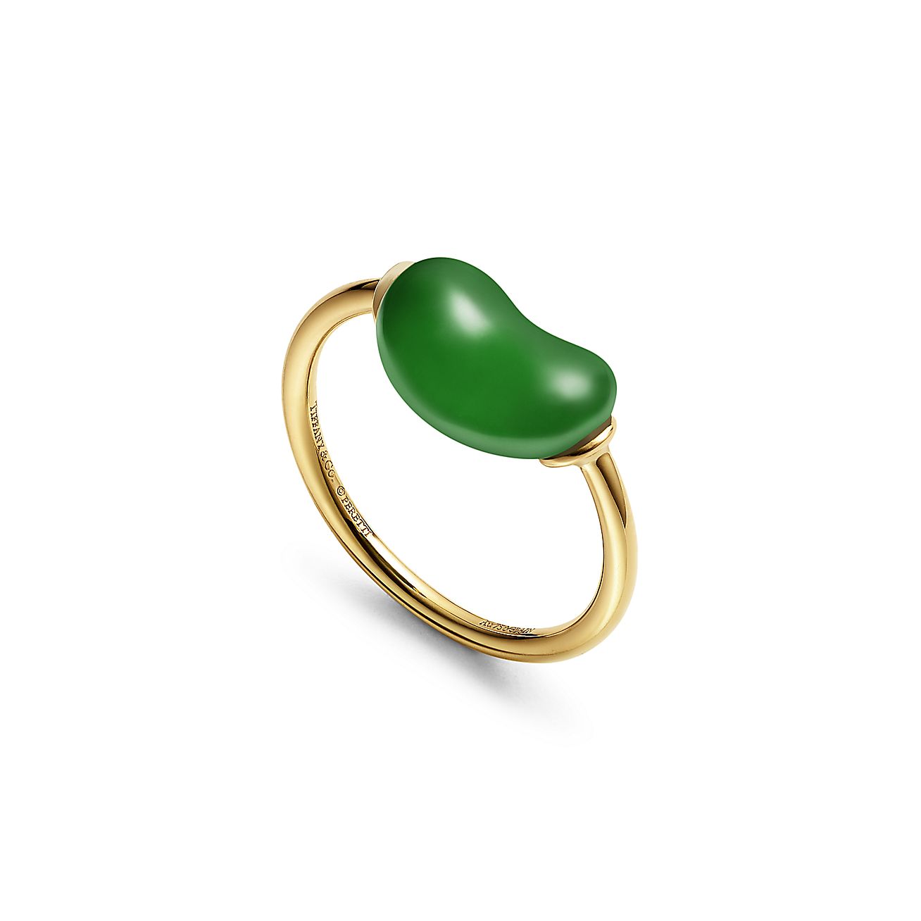 Elsa Peretti™ Bean design Ring in Yellow Gold with Green Nephrite 