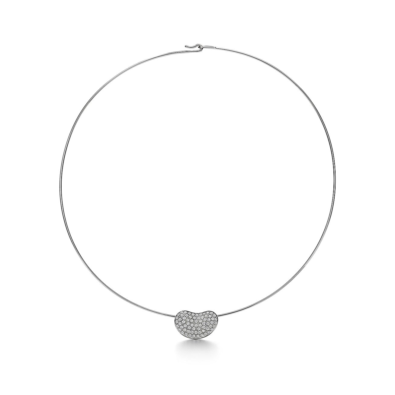 Elsa Peretti™ Bean design Wire Necklace in Platinum with Pavé Diamonds