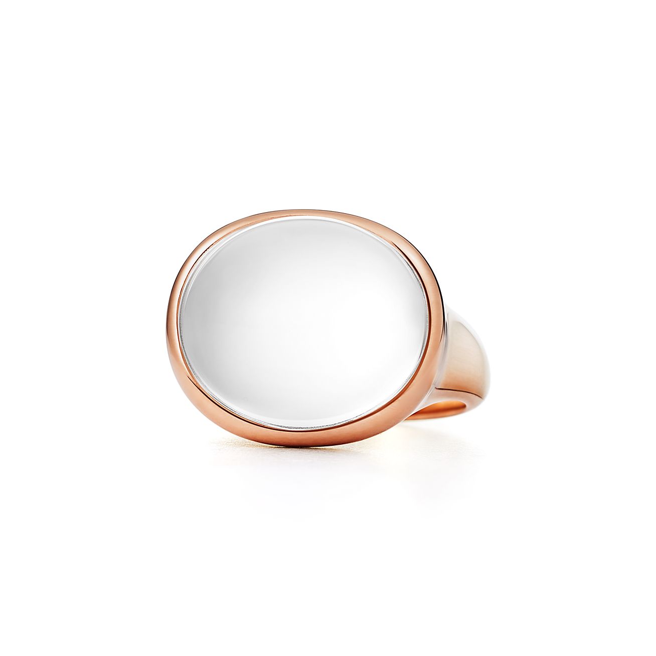 Elsa Peretti Cabochon Ring in Rose Gold with Rock Crystal Mini Tiffany Co. US