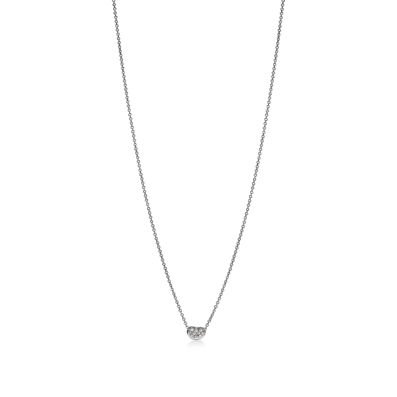 Elsa Peretti® Bean® design Pendant in Platinum with Diamonds