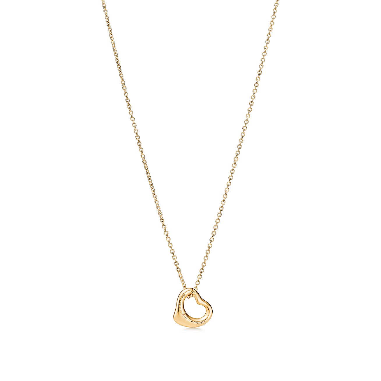 Elsa Peretti® Open Heart Pendant in Yellow Gold, 11 mm - Alternate shot 1