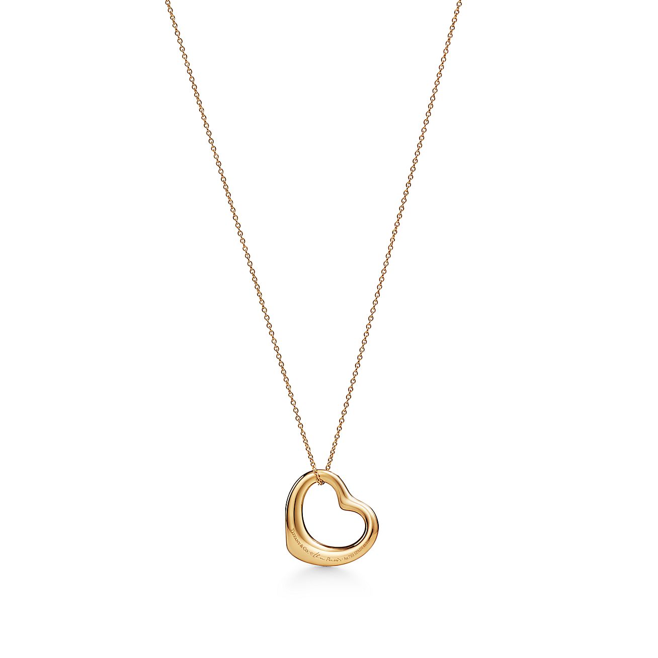Elsa Peretti® Open Heart Pendant in Yellow Gold with Pavé Diamonds - Alternate shot 1
