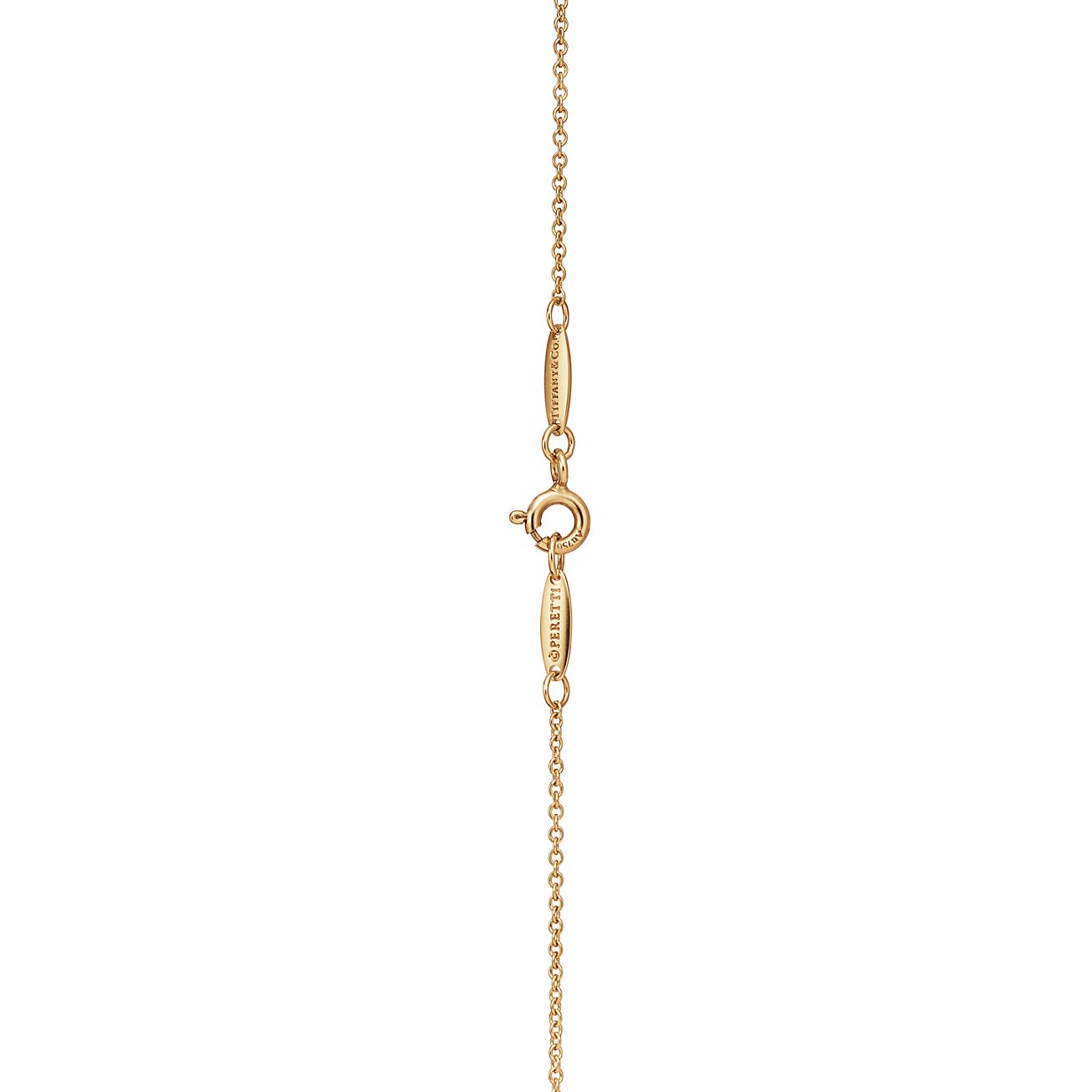 Elsa Peretti® Open Heart Pendant in Yellow Gold with Pavé Diamonds - Alternate shot 1 - Alternate shot 2