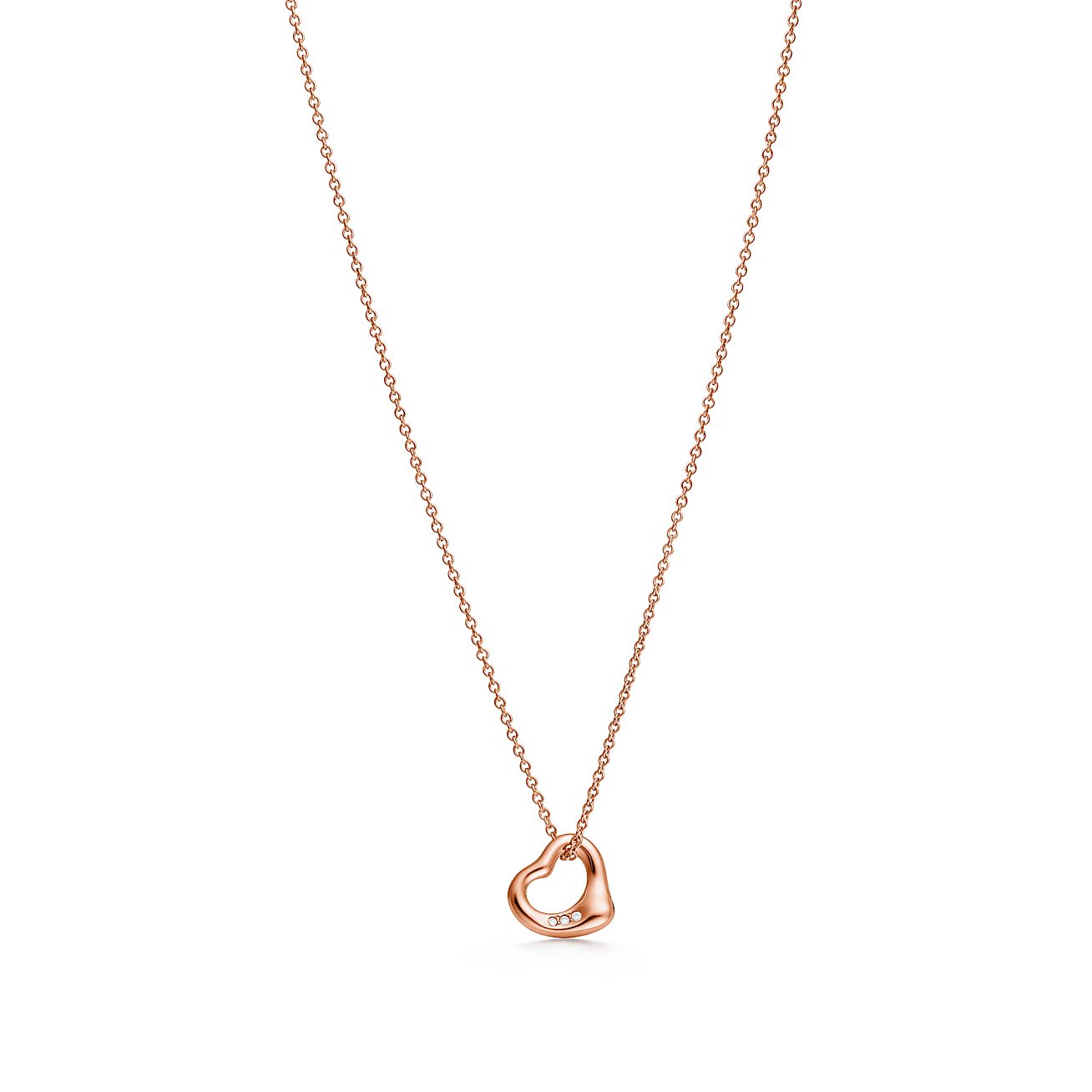 Colgante Open Heart Peretti®, rosa de ct, diamantes, 11 mm de ancho. | Tiffany Co.