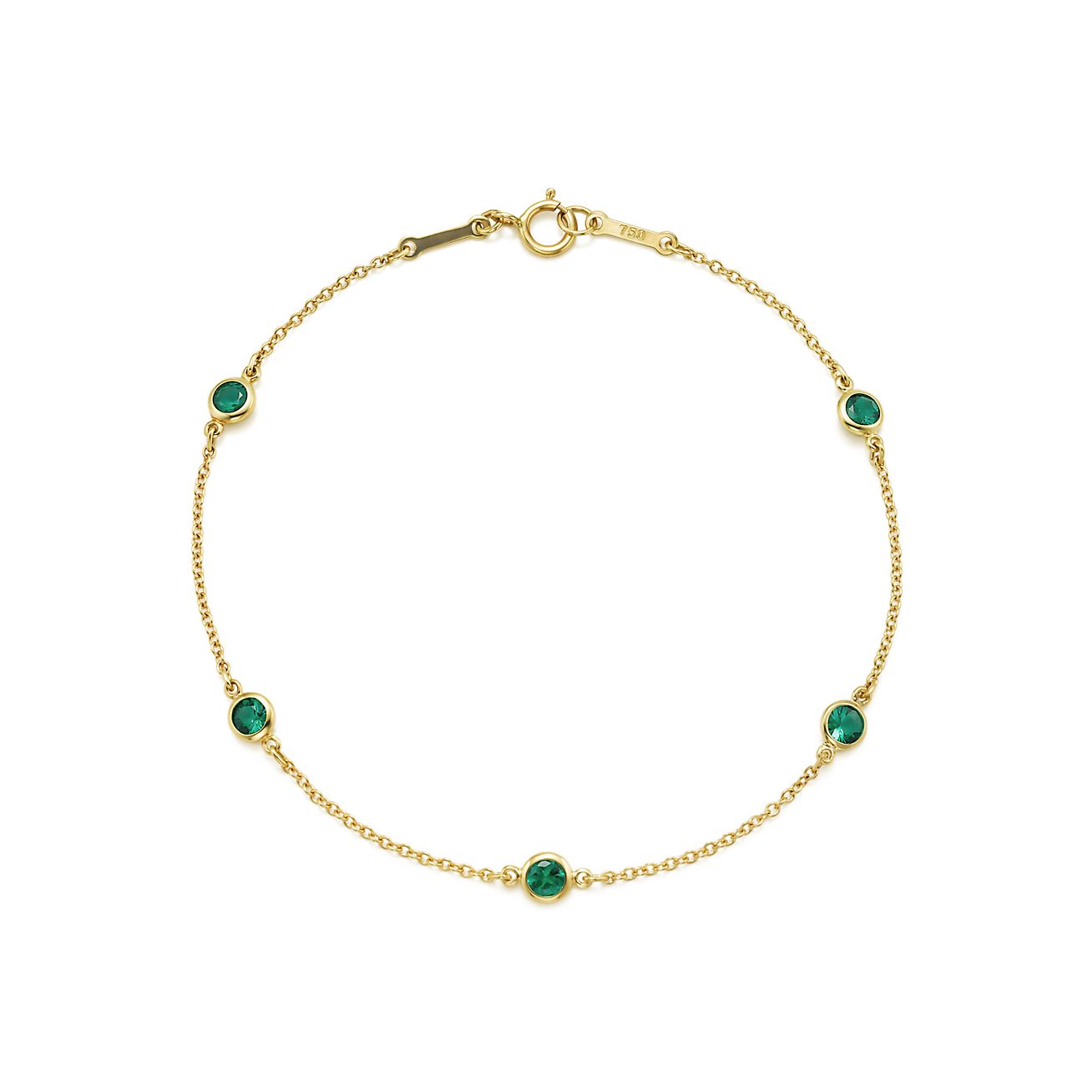 Yard bracelet in 18k gold with emeralds 
