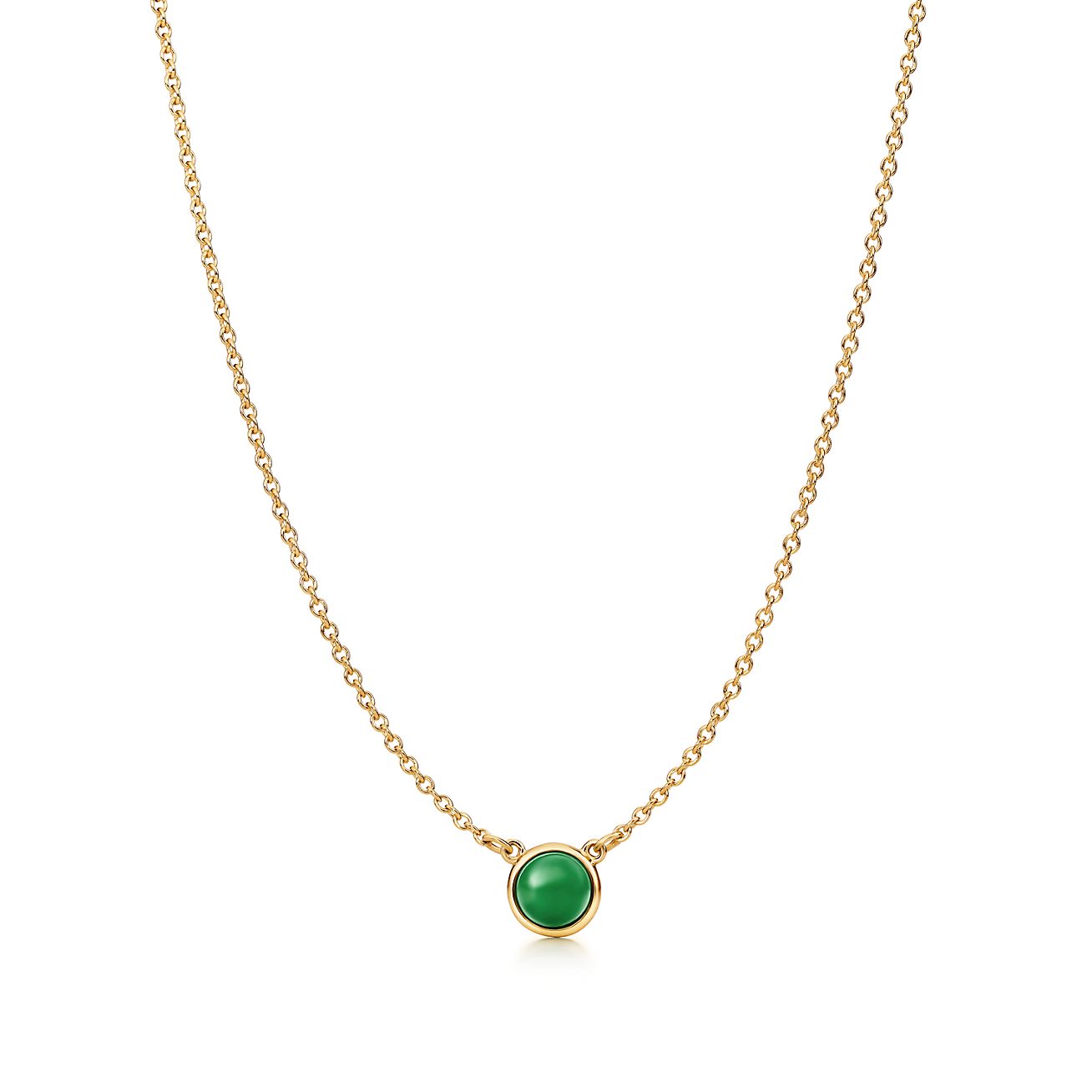 Natural Green Jade Round Coin Pendant Necklace - 17.5 Inch Silver Plated Chain
