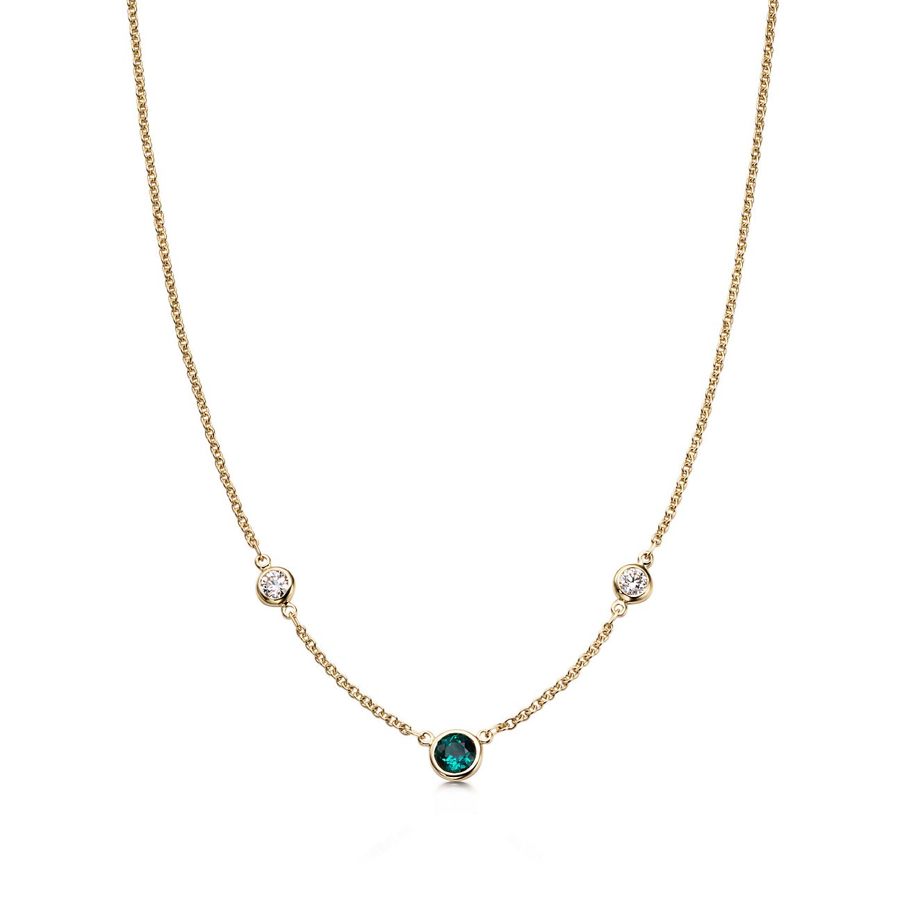18K Gold, Diamond and Emerald Necklace 