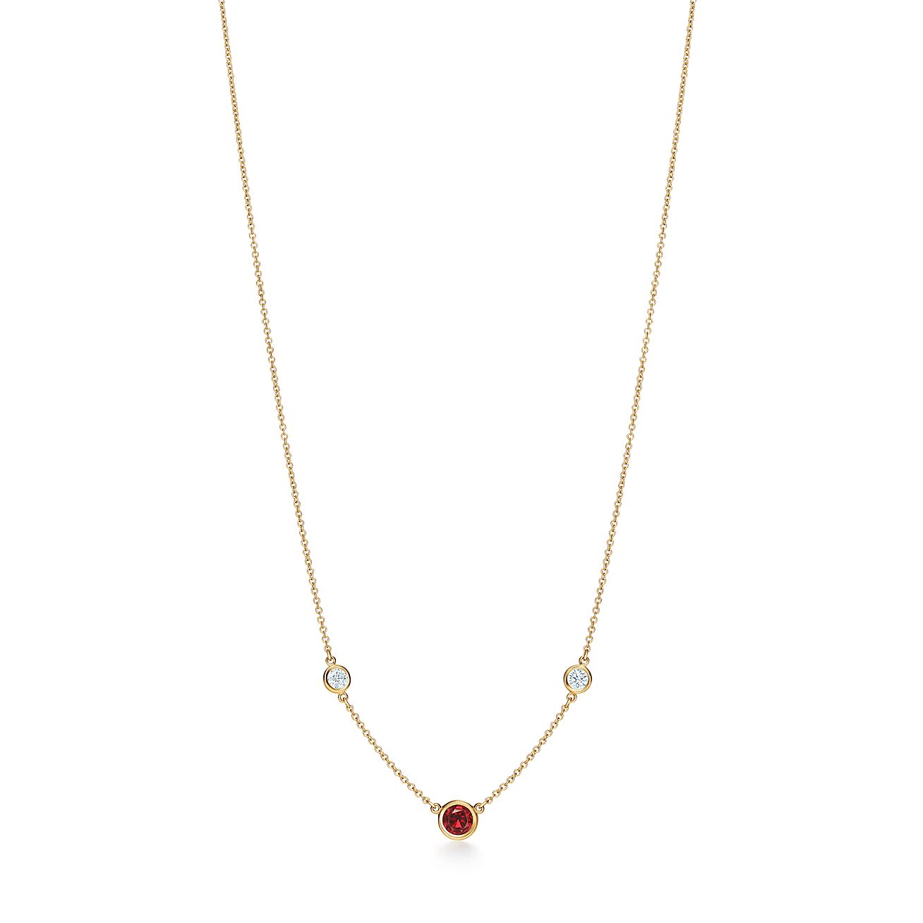 Elsa Peretti™ Color by the Yard necklace in 18k gold with a ruby and diamonds. | Tiffany & Co ...