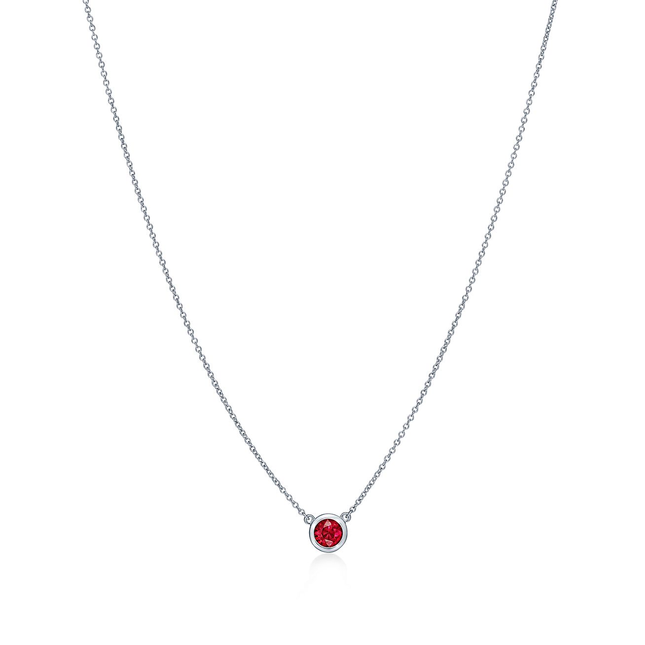 ruby necklace Elsa Peretti® Color by the Yard Ruby Pendant in Platinum | Tiffany & Co.