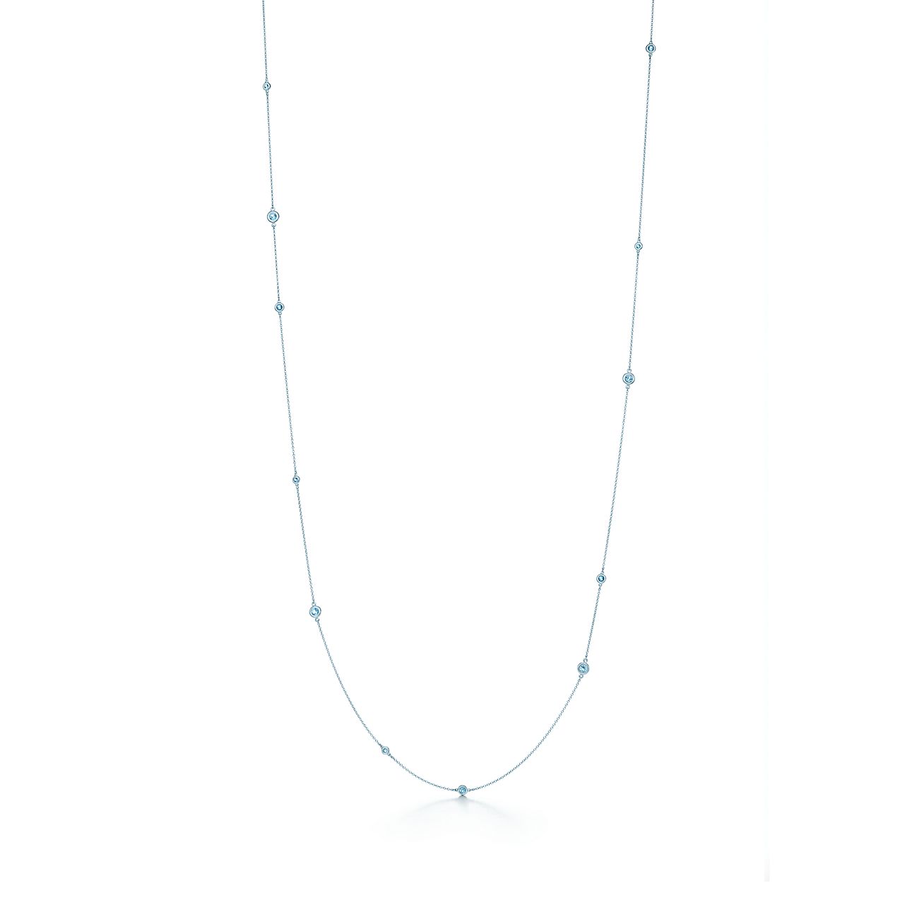 Elsa Peretti® Color by the Yard necklace in sterling silver with  aquamarines. | Tiffany & Co.