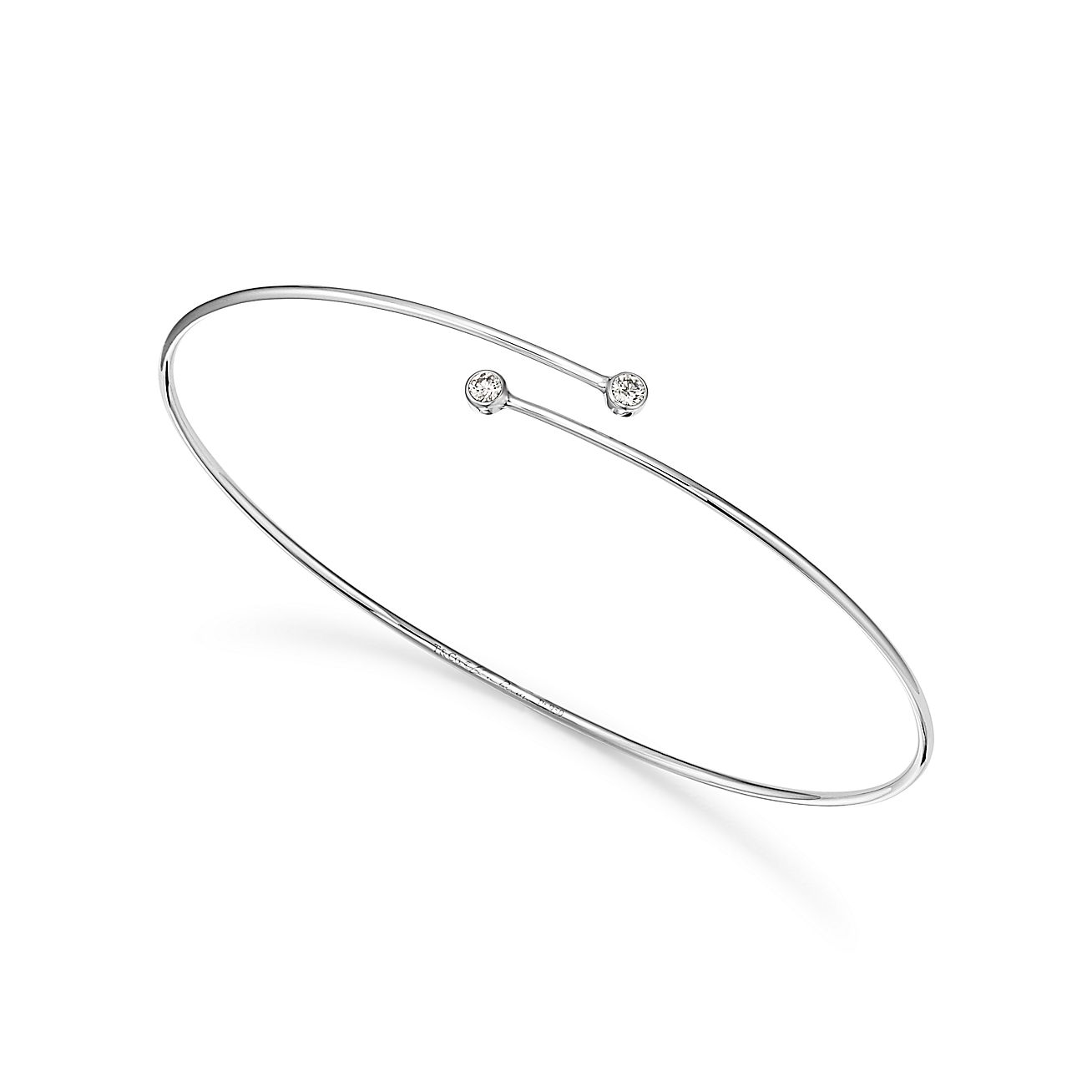 Elsa Peretti® Diamond Hoop single-row bangle in platinum with diamonds, medium. - Alternate shot 1