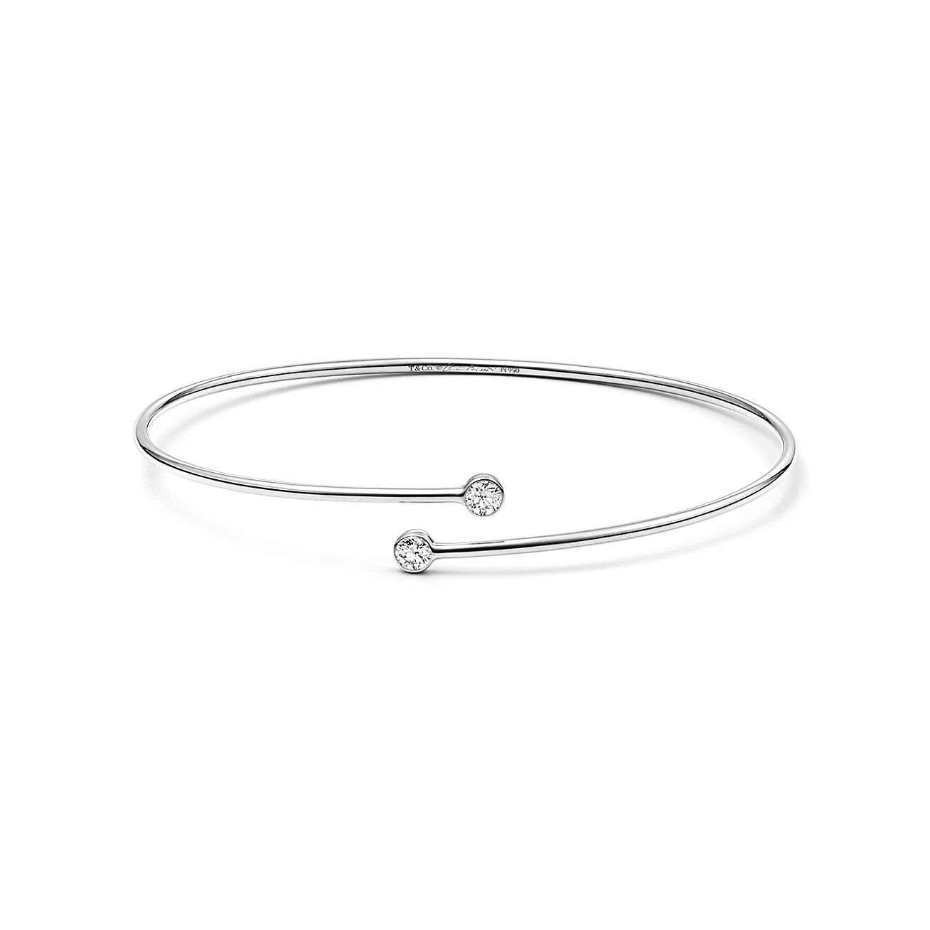 Elsa Peretti® Diamond Hoop single-row bangle in platinum with diamonds ...