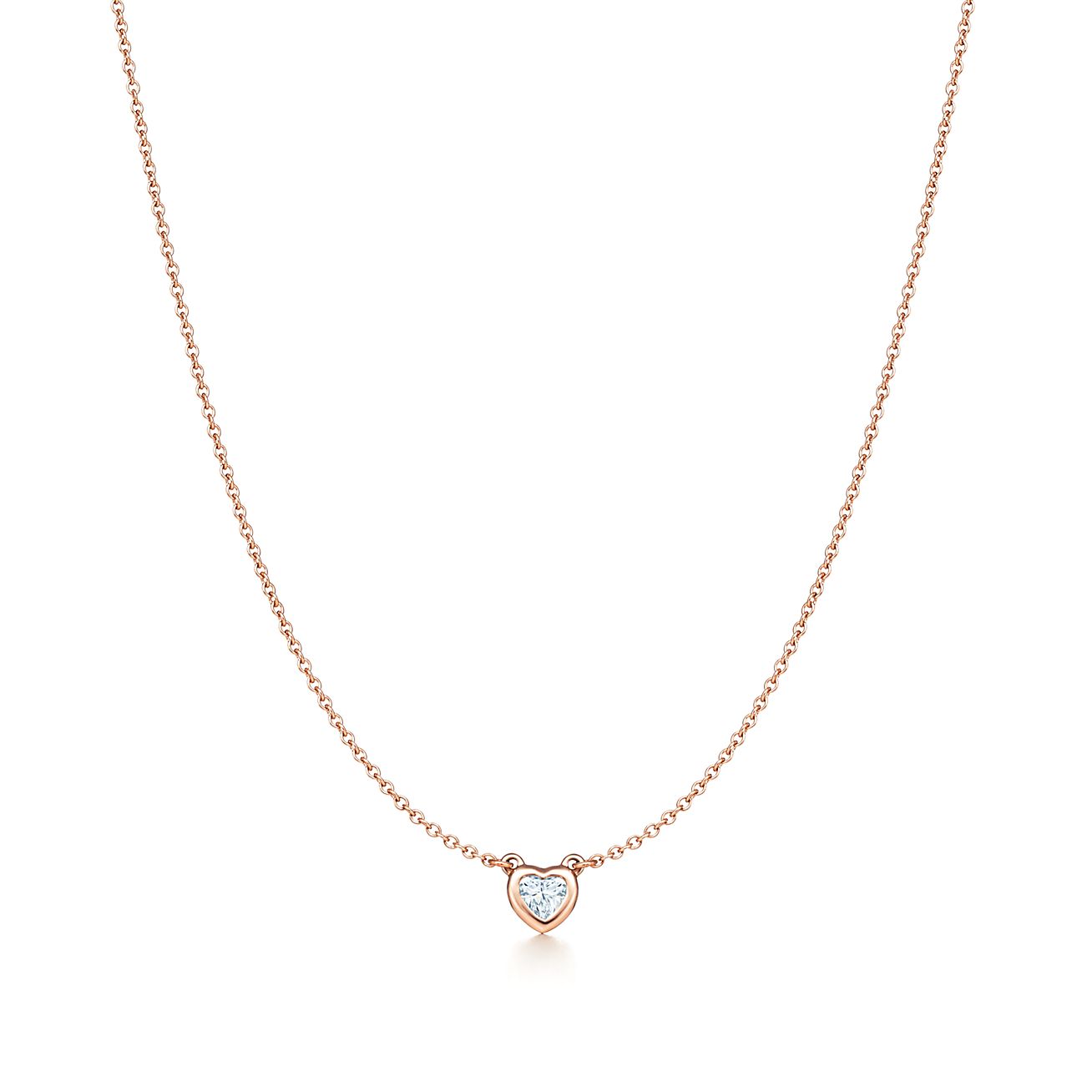 Elsa Peretti® Diamonds by the Yard® heart necklace in 18k rose gold.