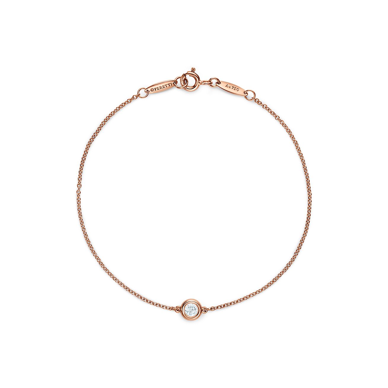 Elsa Peretti® Diamonds by the Yard® bracelet in 18k rose gold with a diamond.