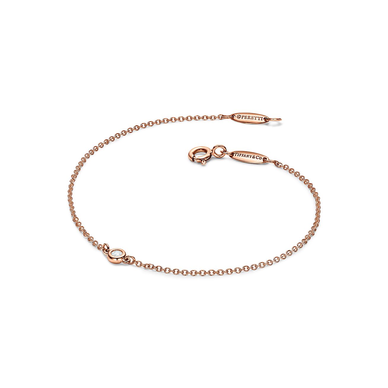 Elsa Peretti® Diamonds by the Yard® bracelet in 18k rose gold with a diamond. - Alternate shot 1