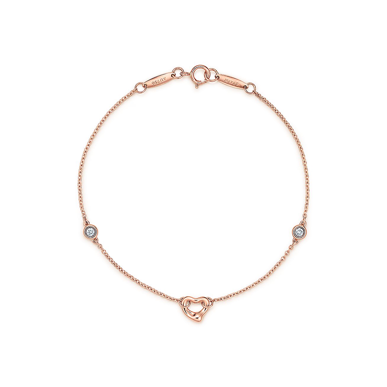 Elsa Peretti® Diamonds by the Yard® Open Heart bracelet in 18k rose ...