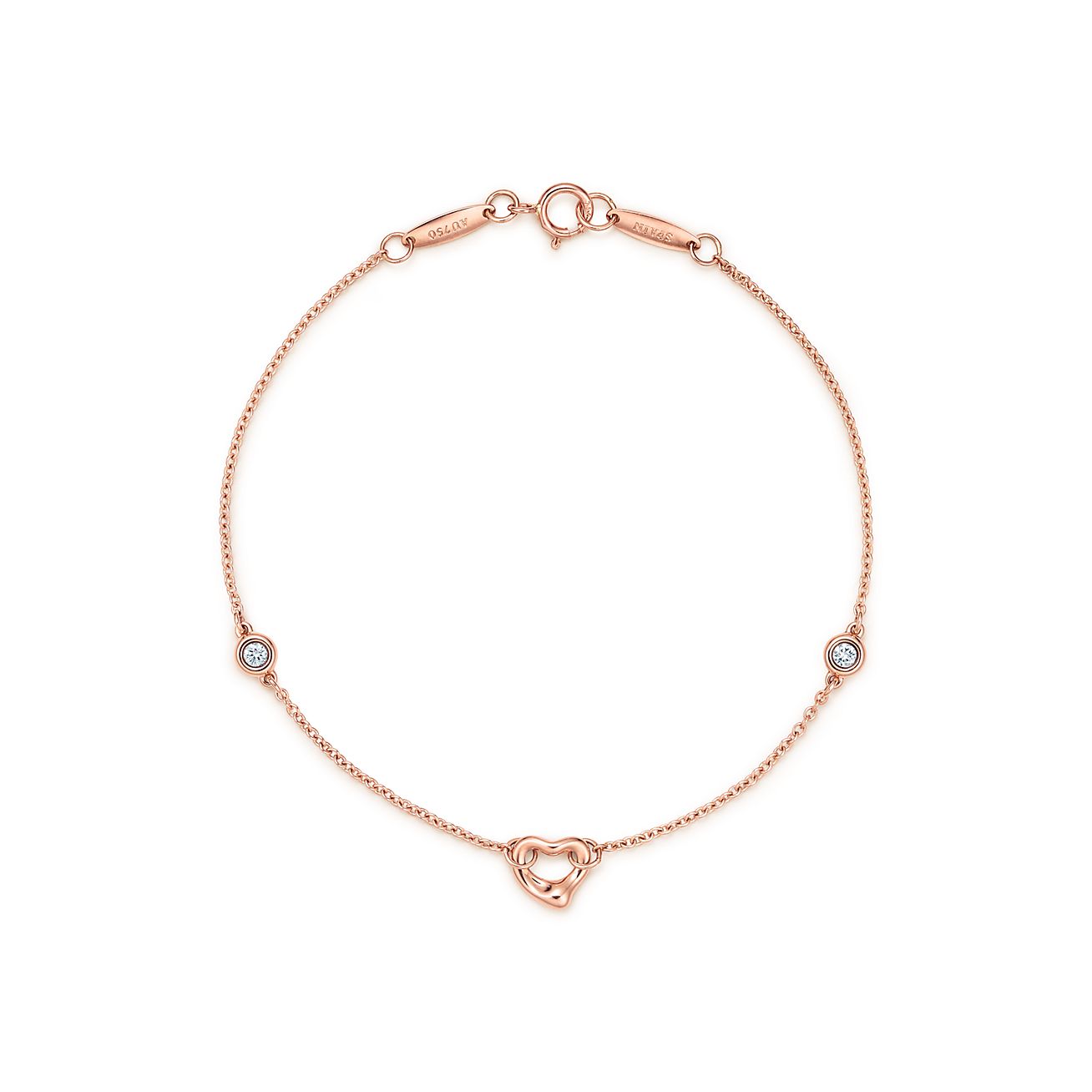 Elsa Peretti® Diamonds by the Yard® Open Heart bracelet in 18k rose gold.