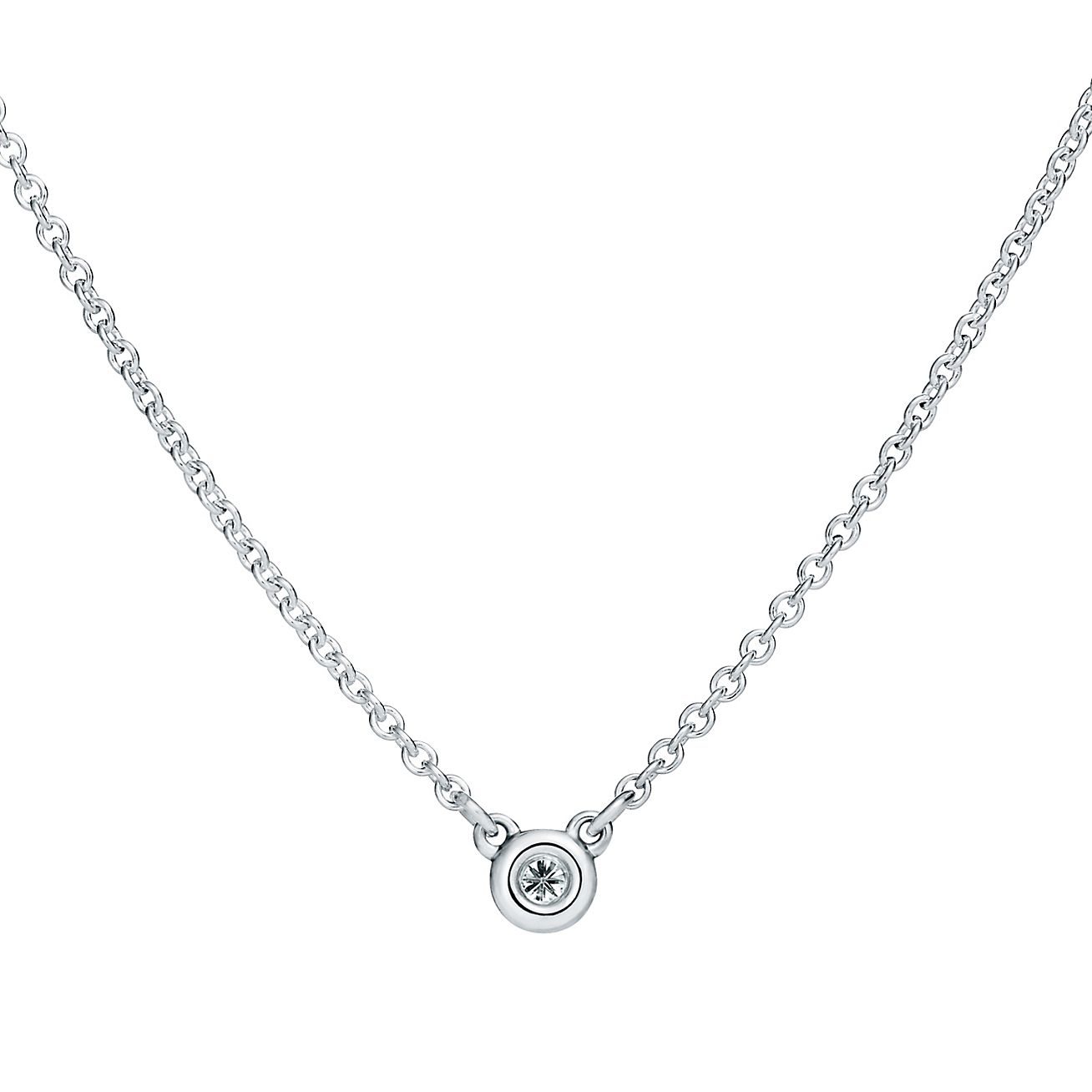 Elsa Peretti Diamonds by The Yard Single Diamond Pendant in Platinum, Size: .12