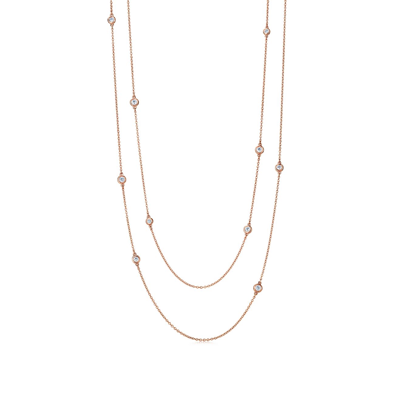 Elsa Peretti® Diamonds by the Yard® sprinkle necklace in 18k rose gold. Tiffany & Co. US